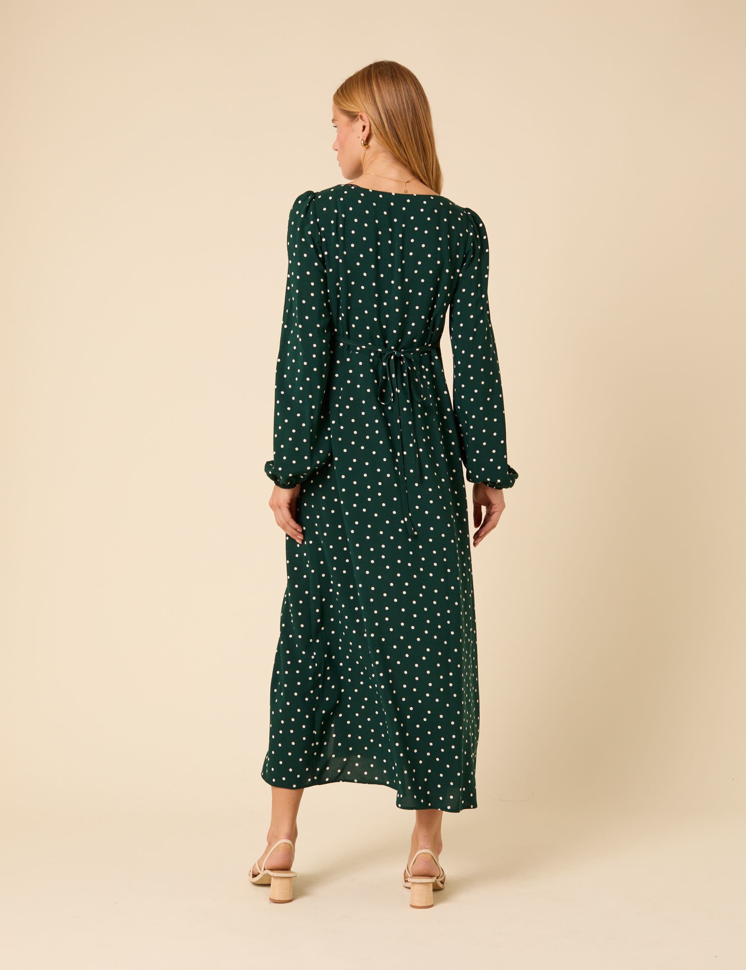 Polka Dot V-Neck Midi Tea Dress 2 of 5