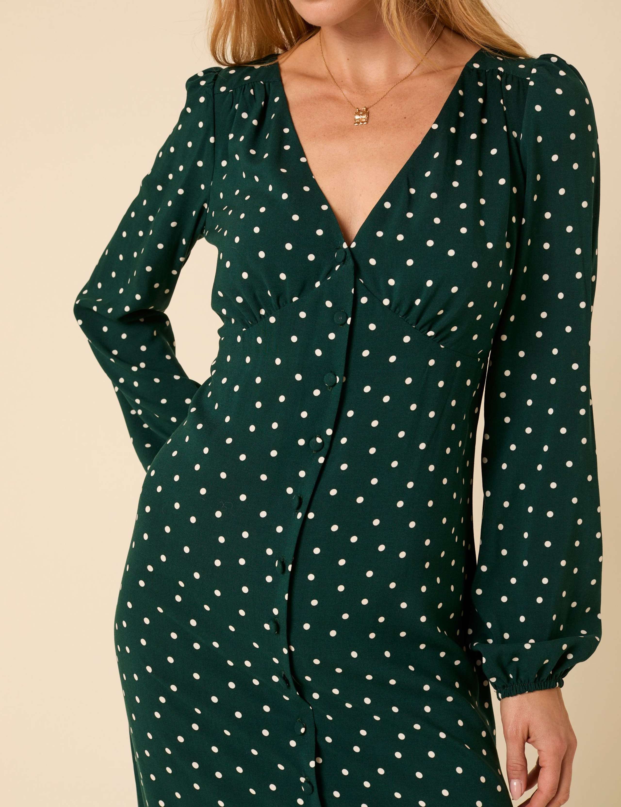 Polka Dot V-Neck Midi Tea Dress 5 of 5