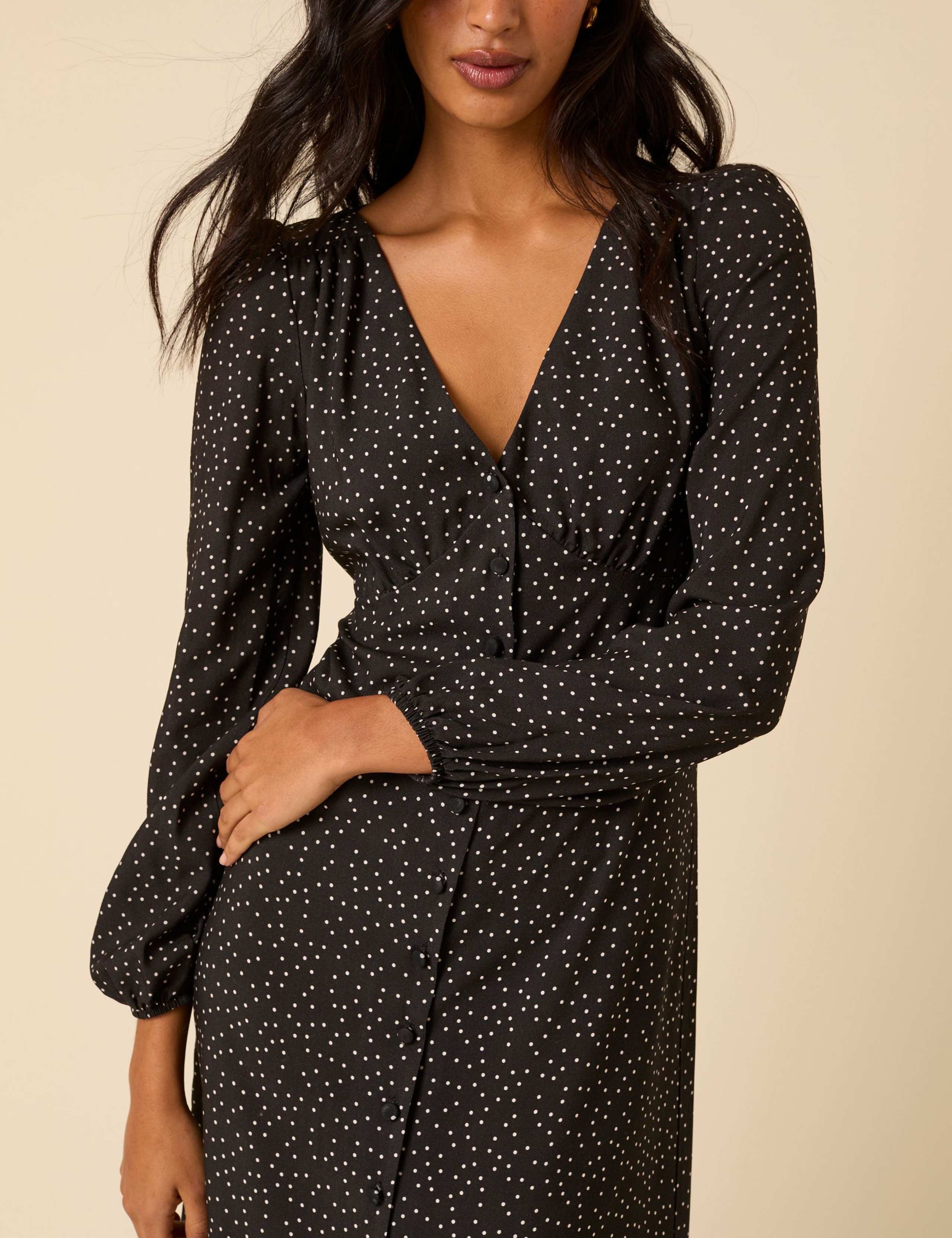 Polka Dot V-Neck Midi Tea Dress 5 of 5