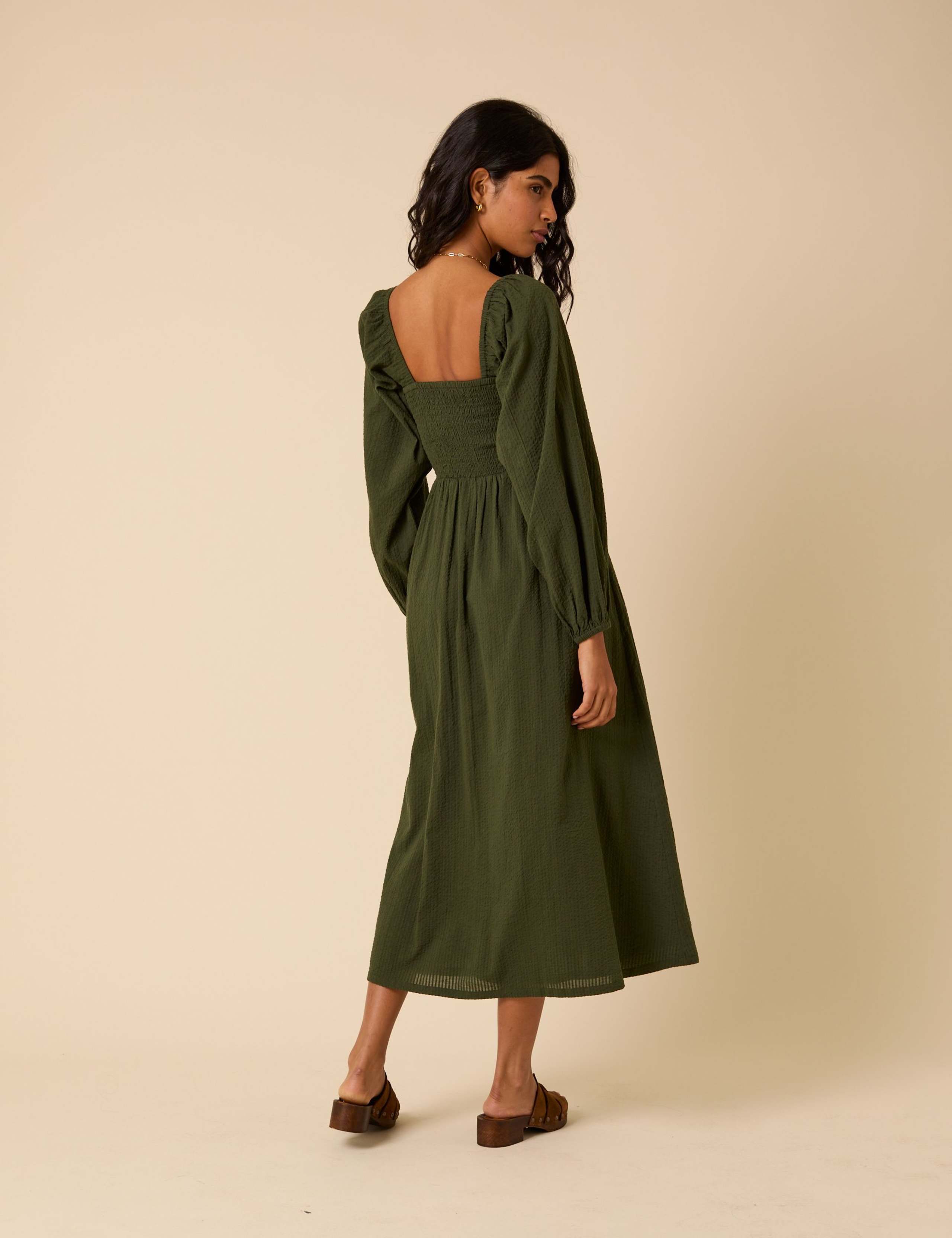 Pure Cotton Floral Midi Waisted Dress 2 of 5