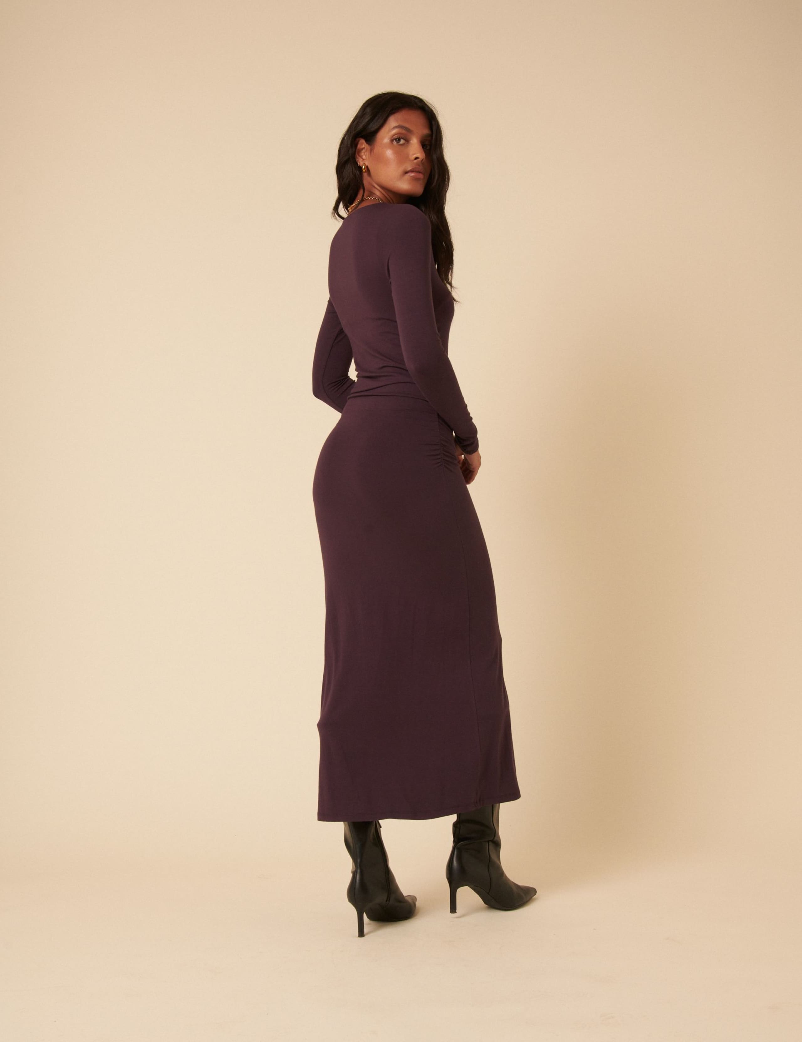 Ruched Midi Bodycon Dress 2 of 5