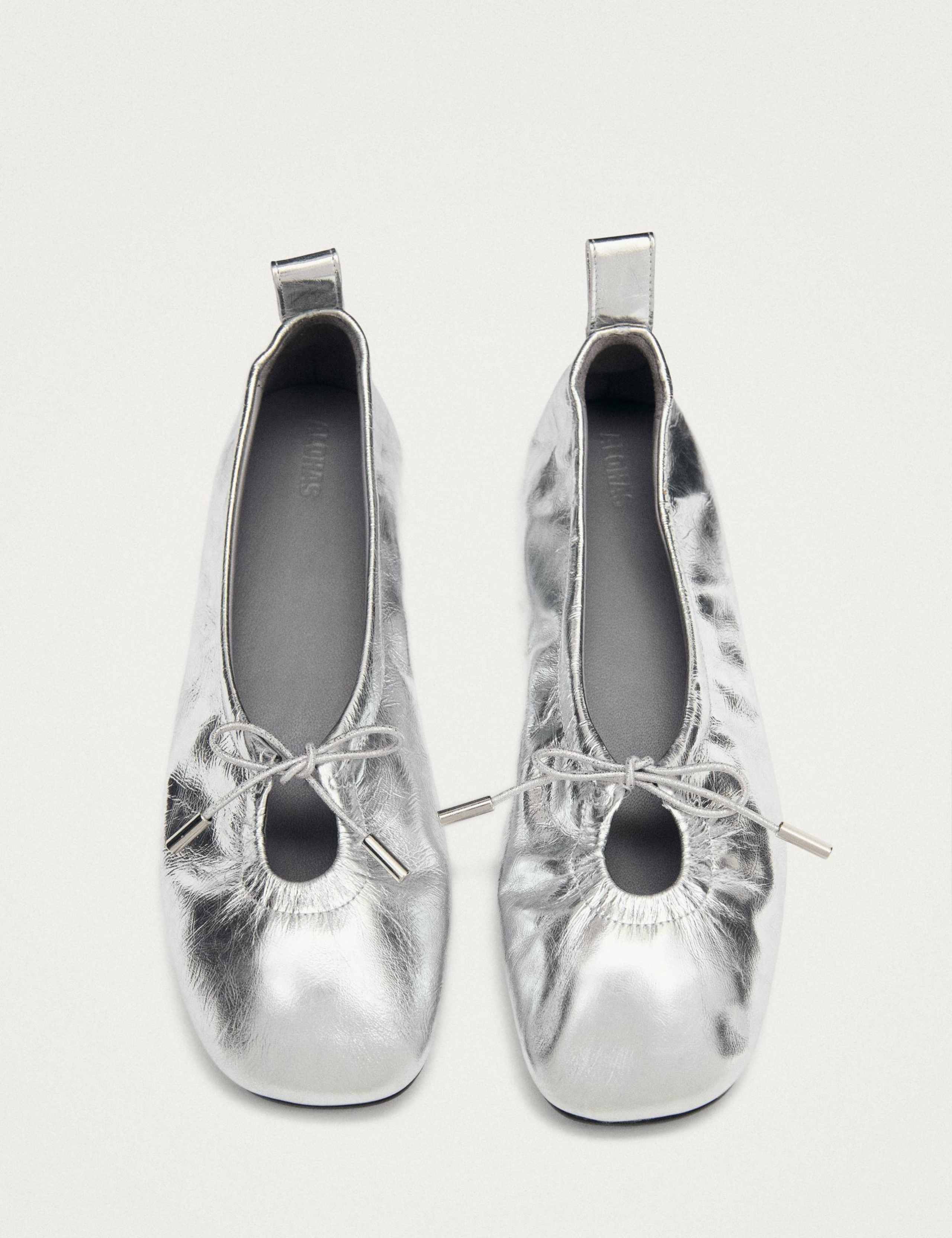 Rosalind Leather Metallic Bow Flat Ballet Pumps 2 of 6