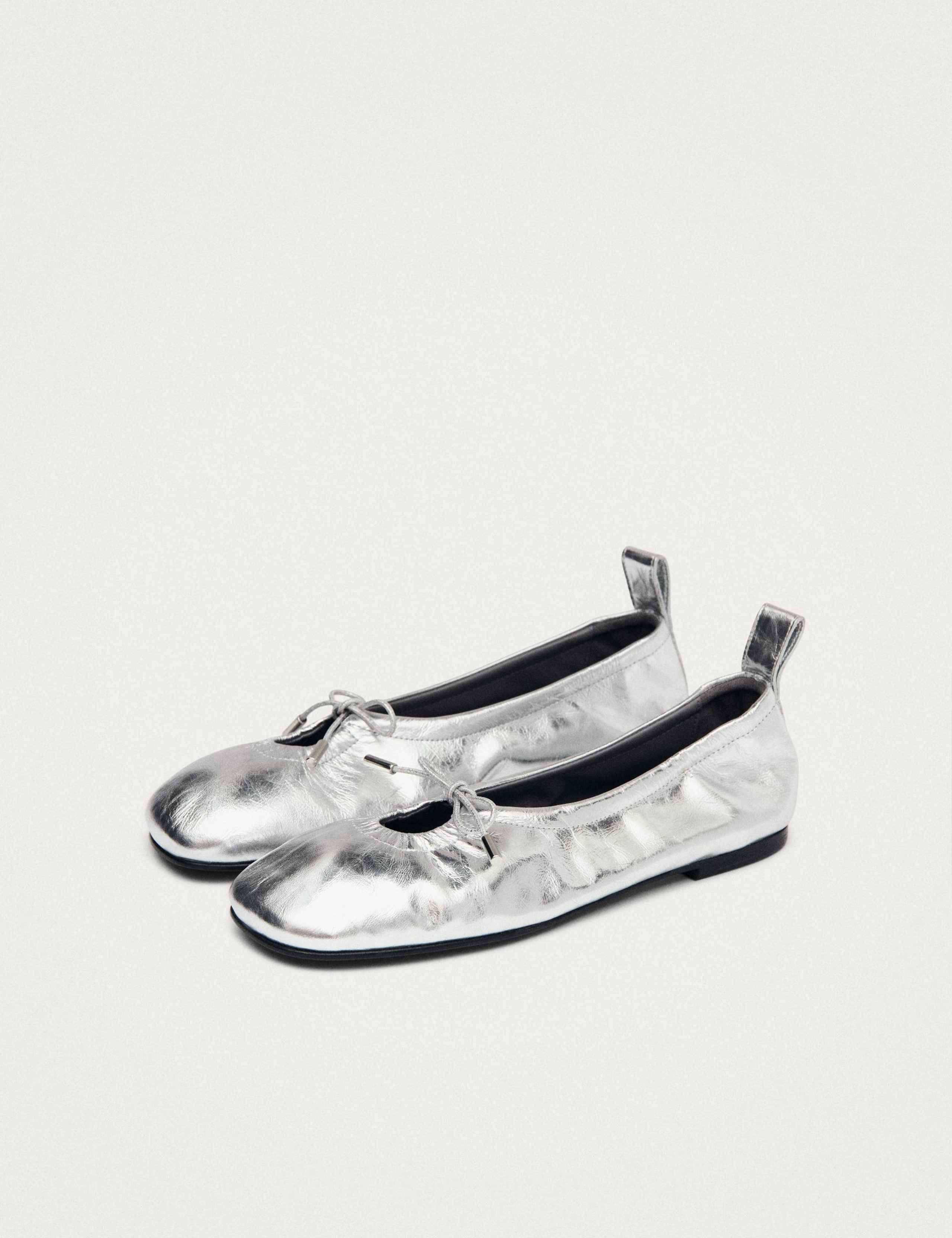 Rosalind Leather Metallic Bow Flat Ballet Pumps 3 of 6