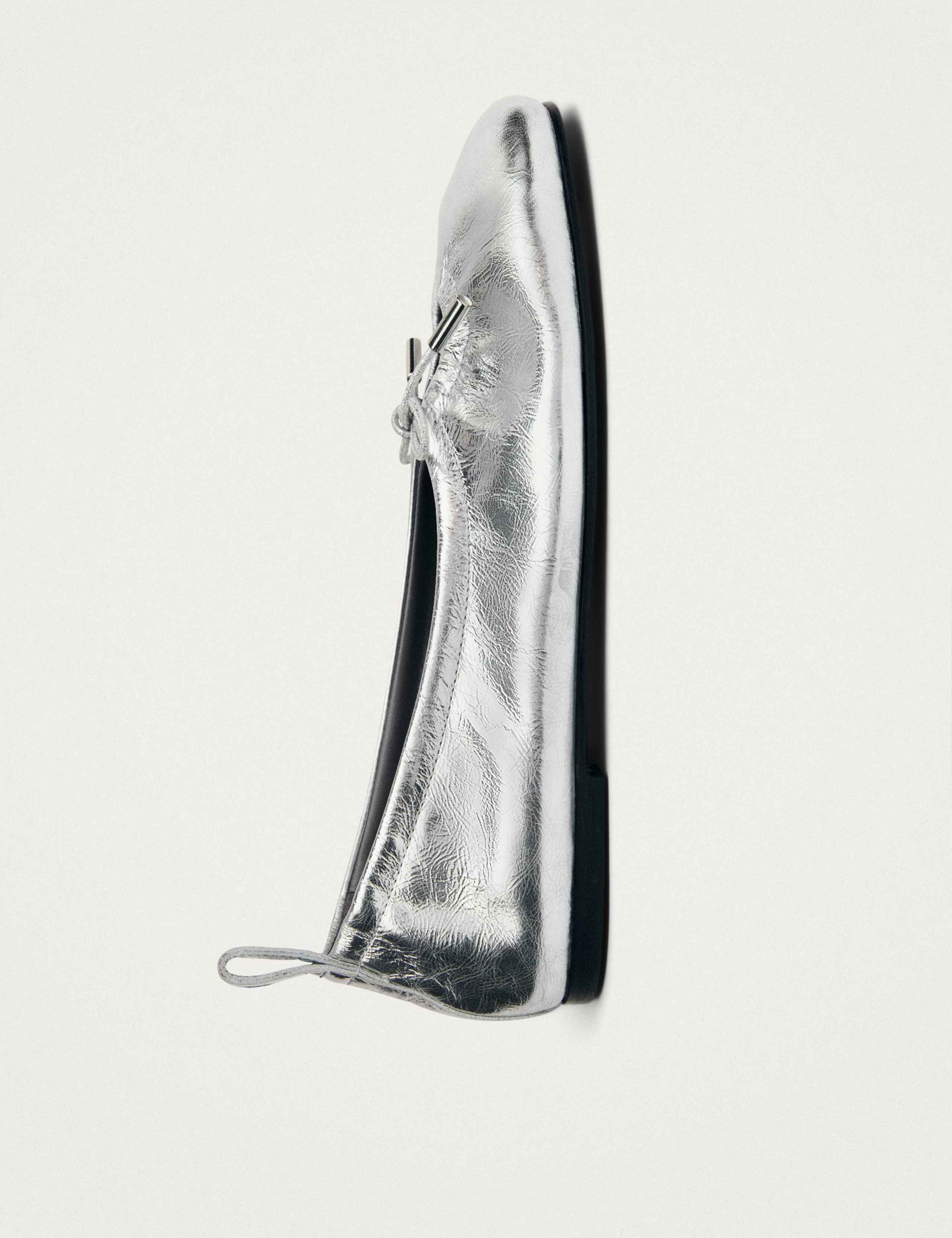 Rosalind Leather Metallic Bow Flat Ballet Pumps 4 of 6