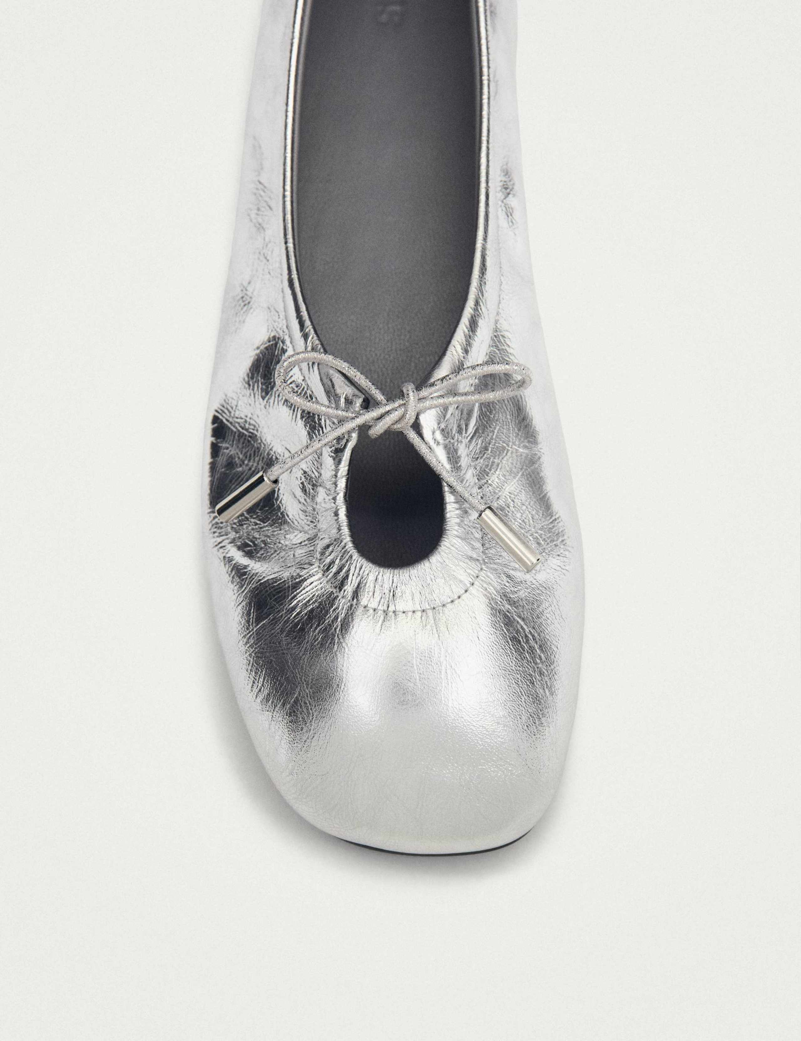 Rosalind Leather Metallic Bow Flat Ballet Pumps 6 of 6