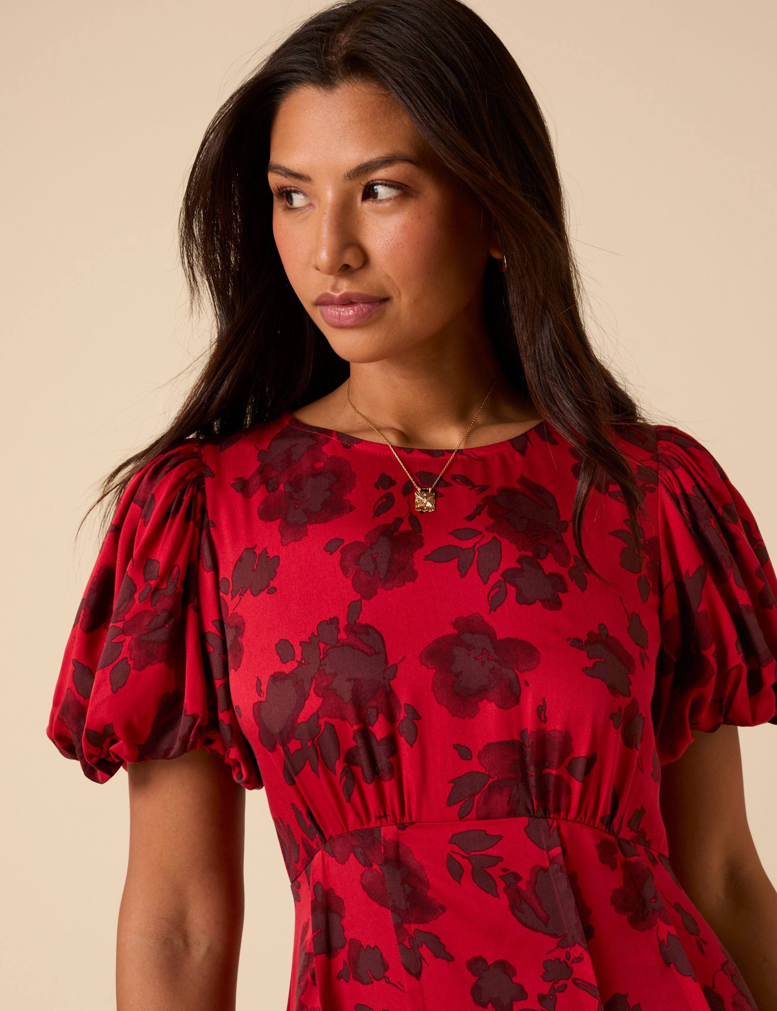 Floral Puff Sleeve Midi Tea Dress 5 of 5