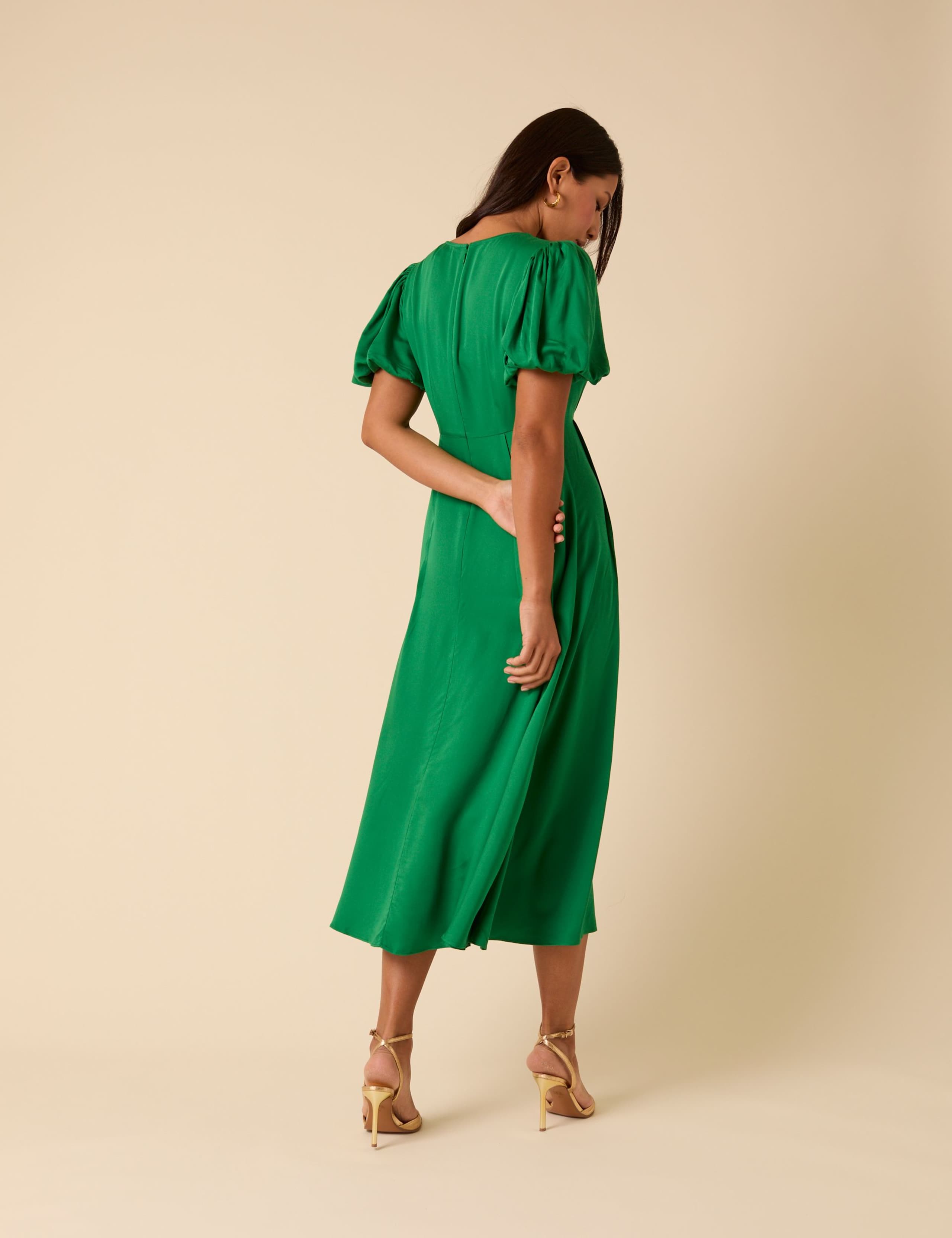 Satin Midi Tea Dress 2 of 5