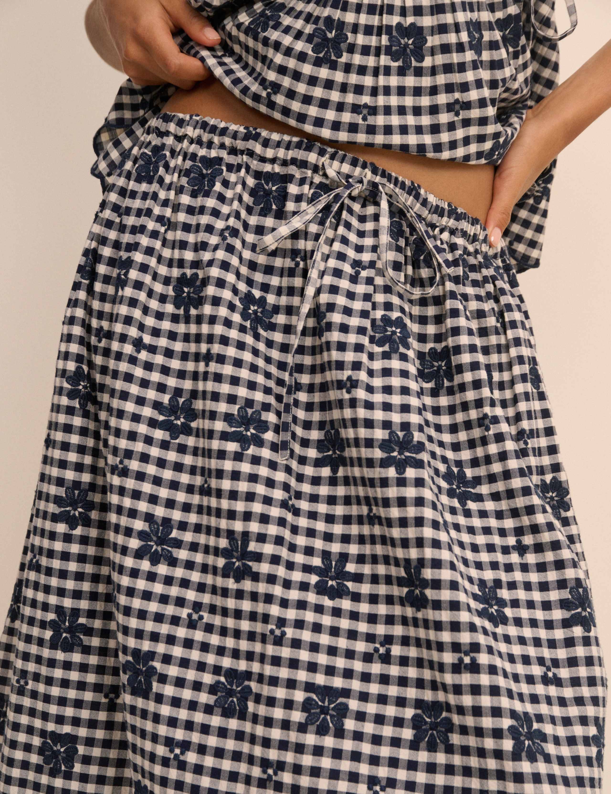 Cotton Rich Checked Midi A-Line Skirt 5 of 5