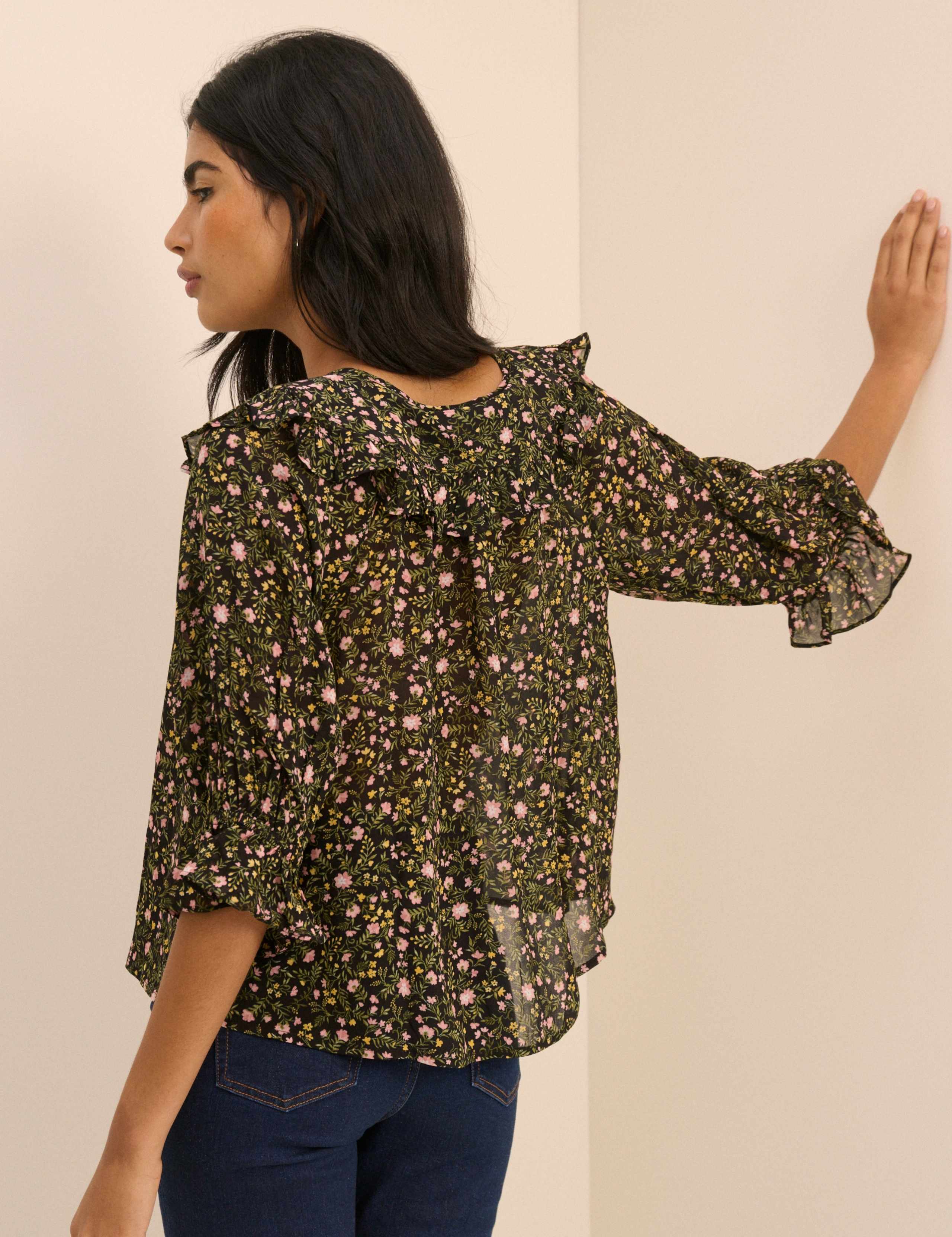 Floral Collared Tie Neck Blouse 2 of 5