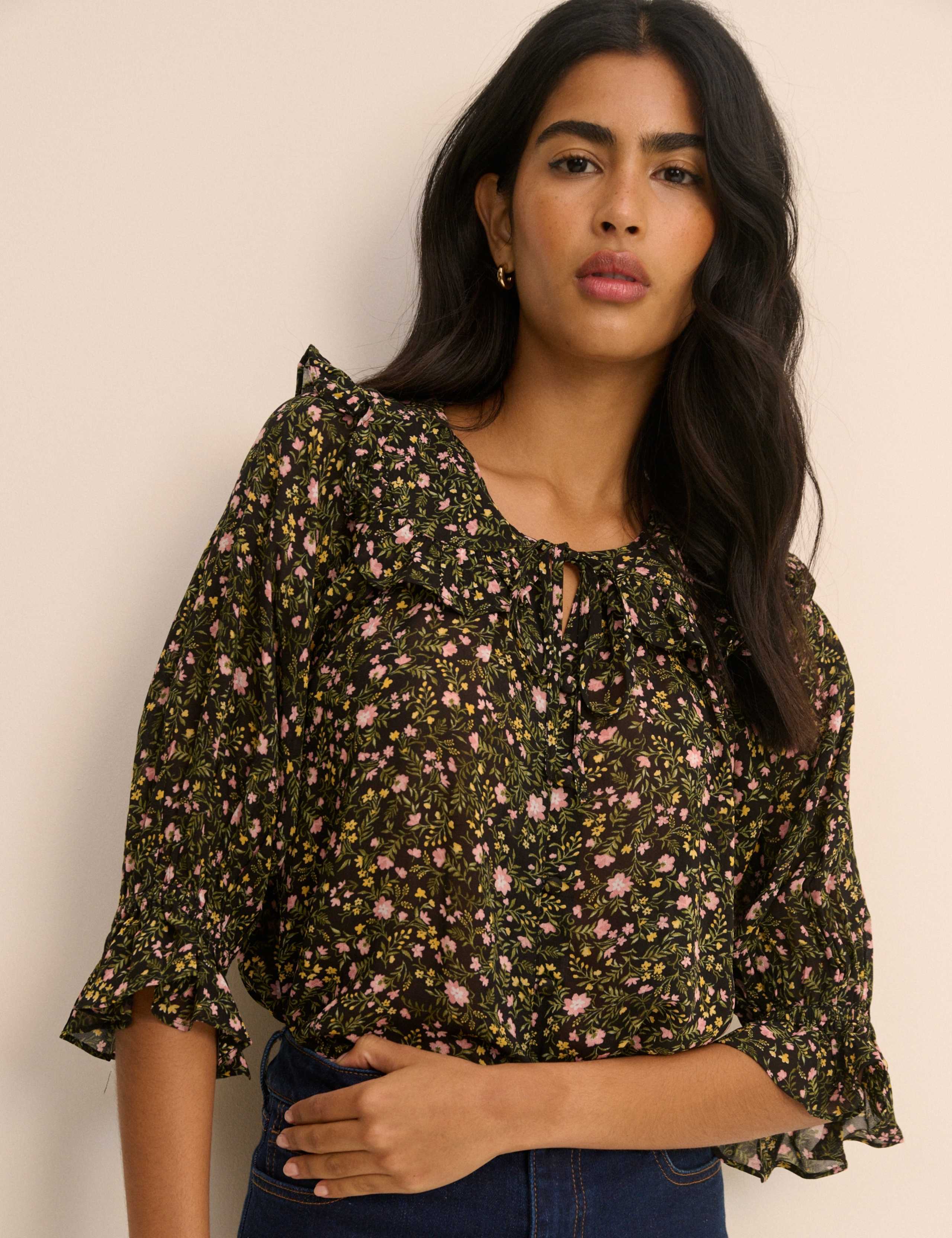 Floral Collared Tie Neck Blouse 4 of 5
