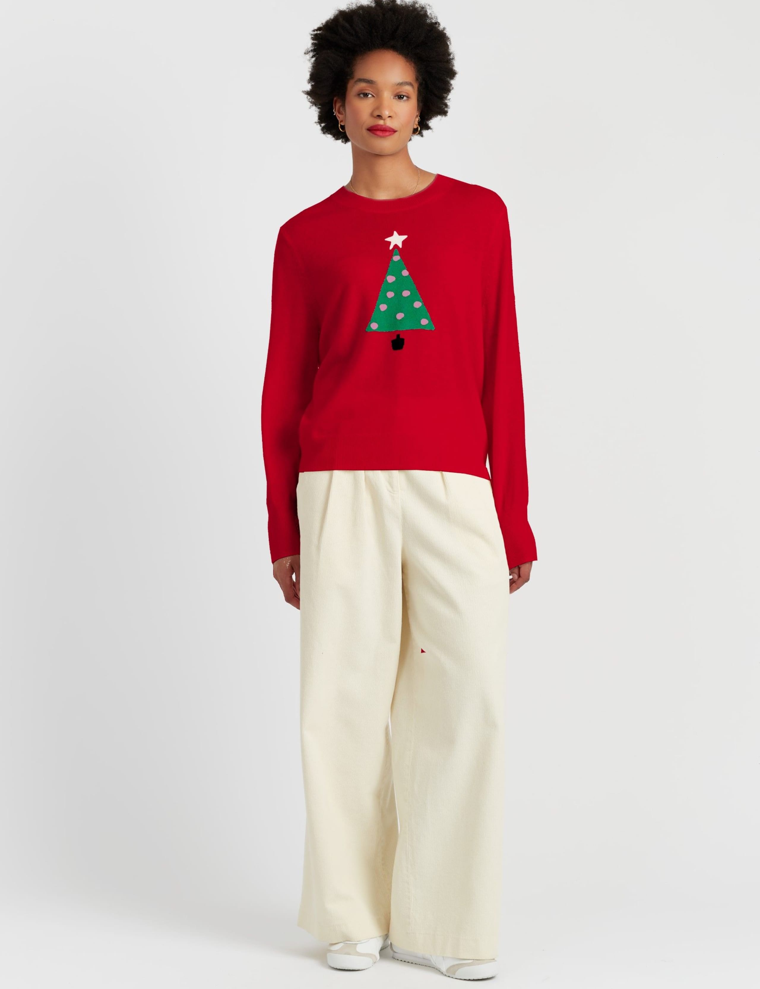 Wool and Cashmere Christmas Tree Jumper 1 of 4
