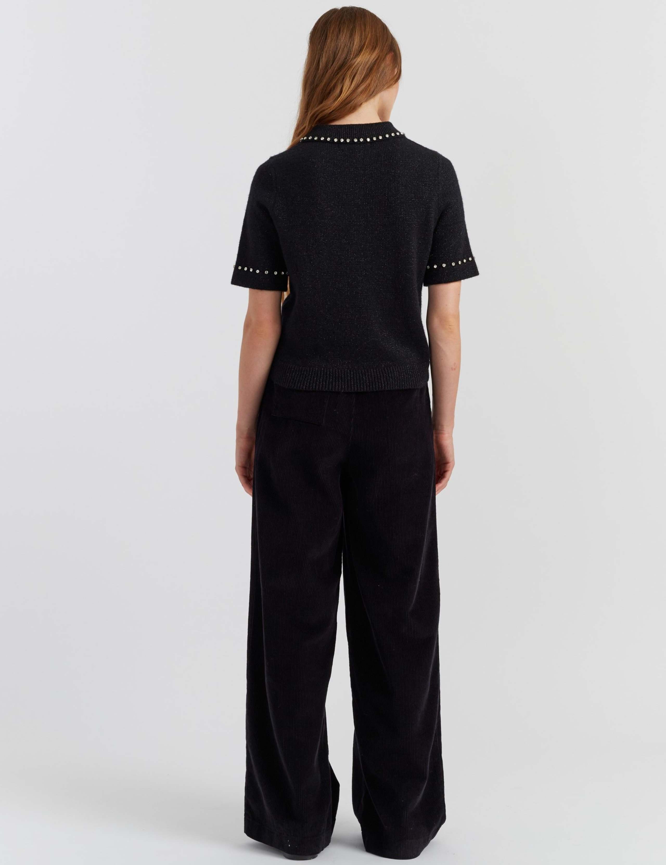 Wool Rich Embellished Polo Collar Knitted Top with Cashmere 4 of 4