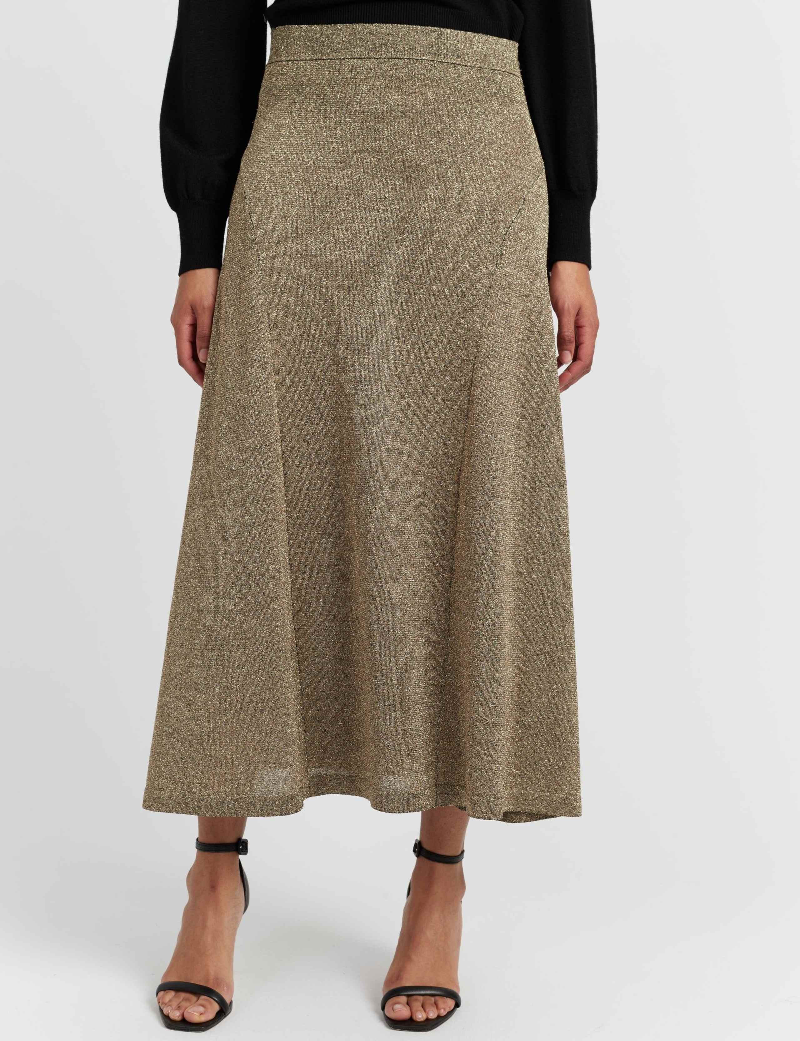 Wool Rich Metallic Midi Skirt with Cashmere 3 of 4