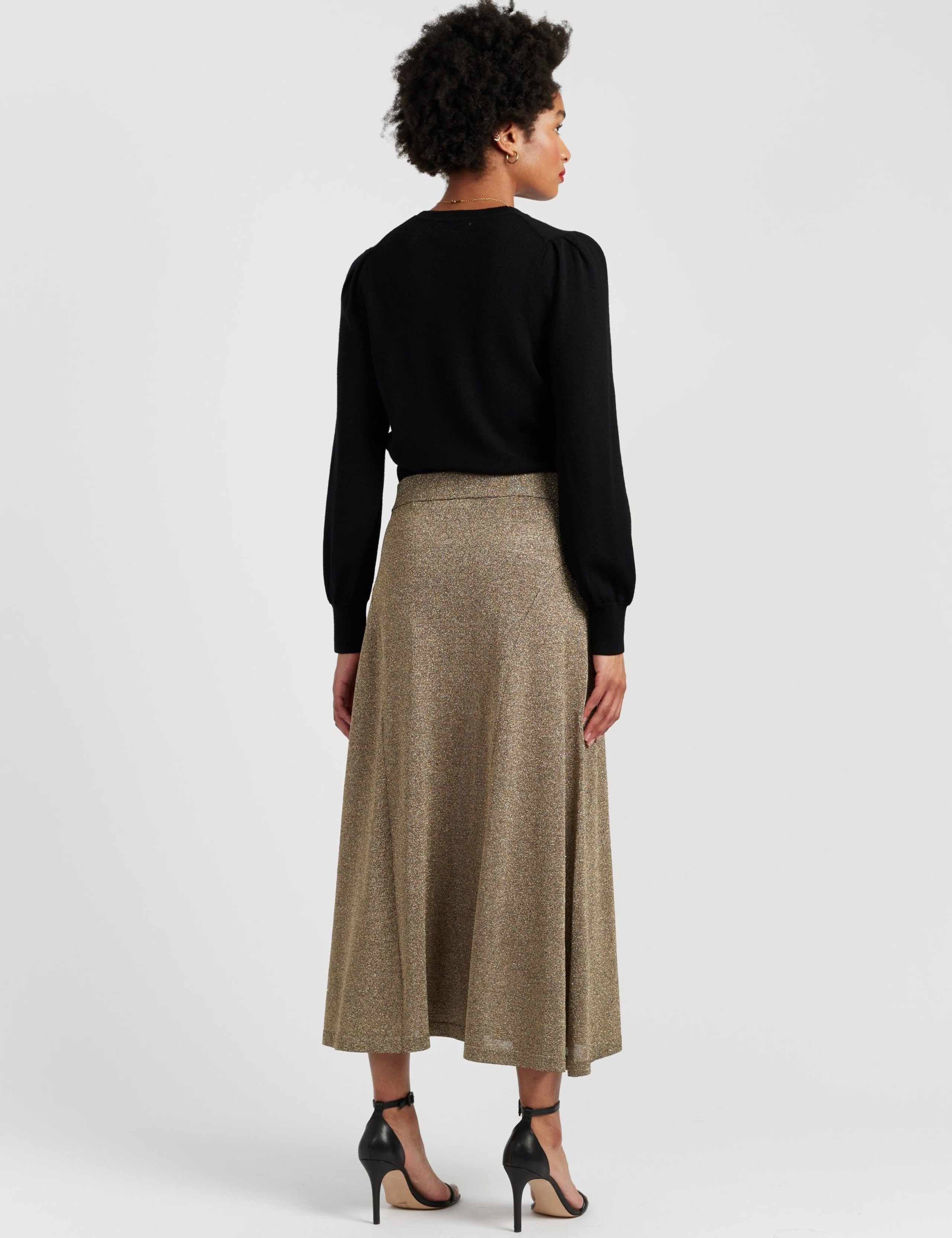 Wool Rich Metallic Midi Skirt with Cashmere 4 of 4
