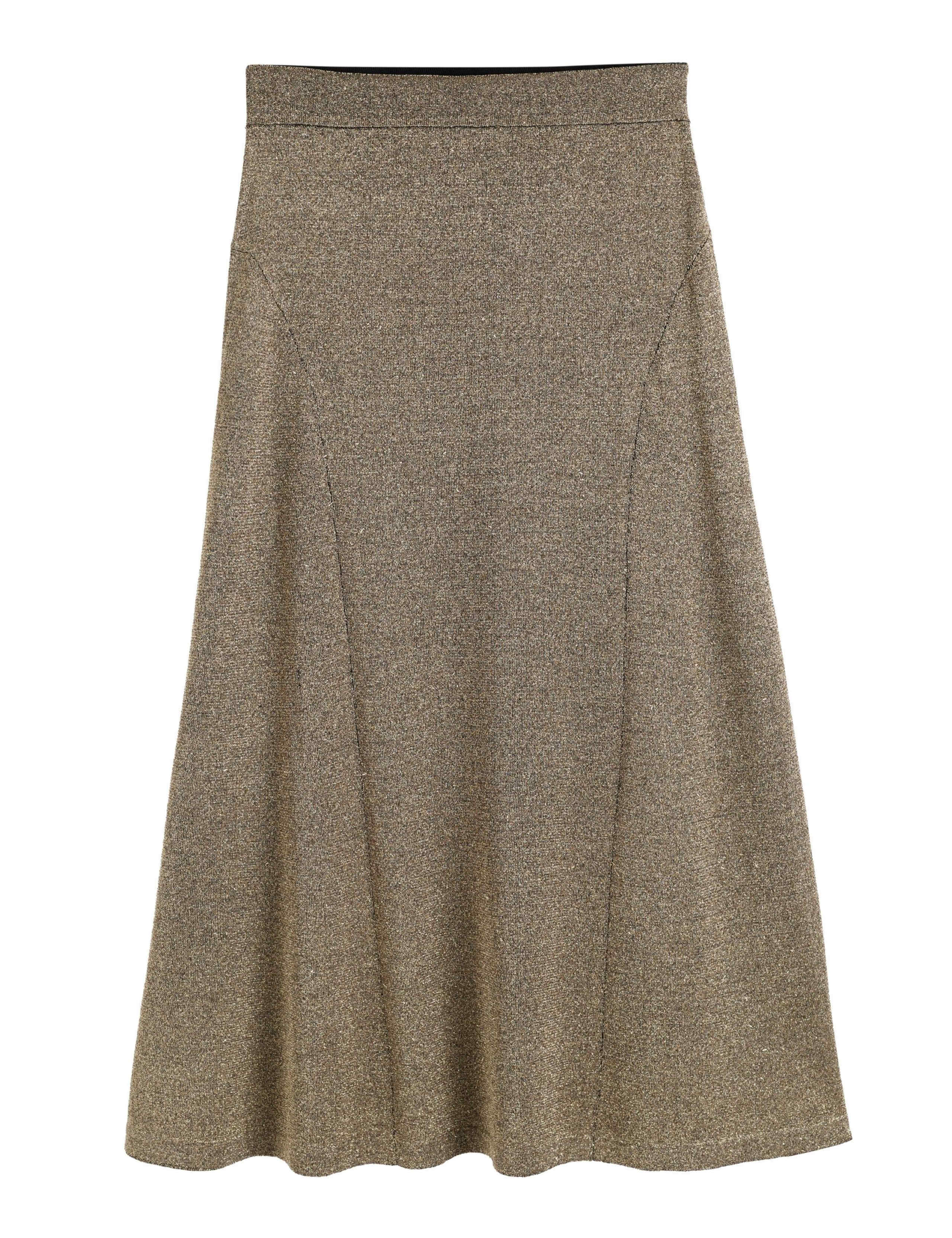 Wool Rich Metallic Midi Skirt with Cashmere 2 of 4