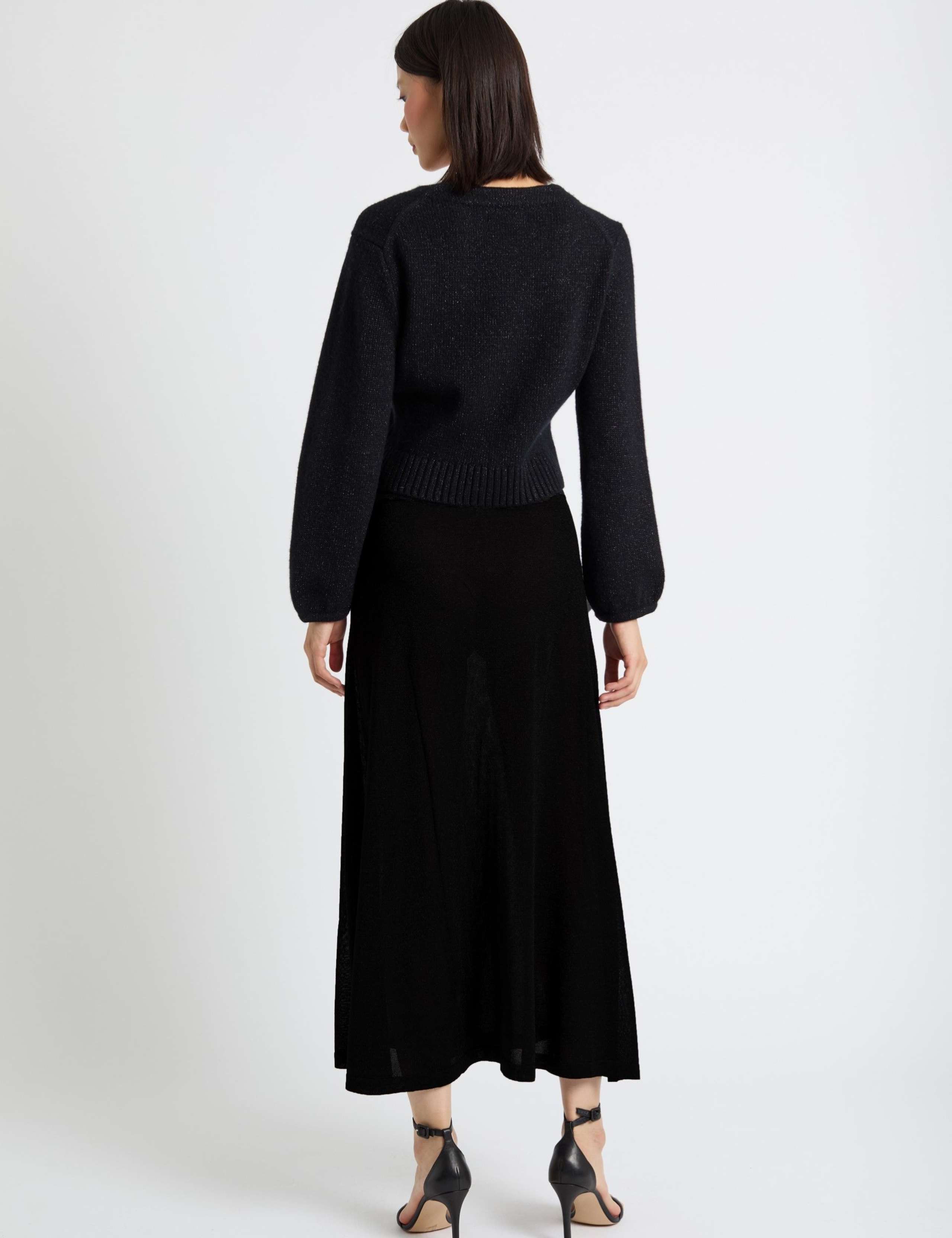Wool Rich Metallic Midi Skirt with Cashmere 3 of 4