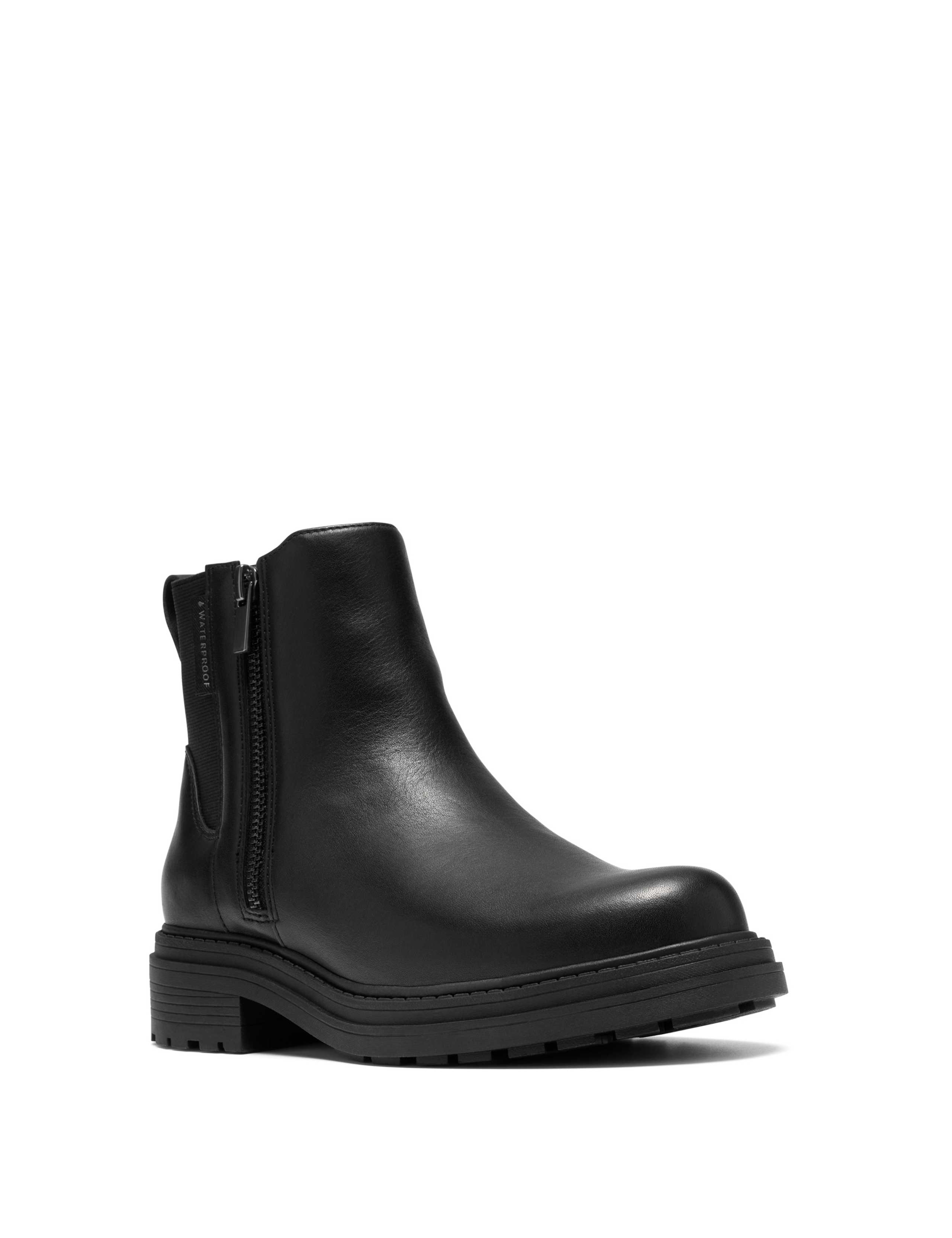 Leather Waterproof Block Heel Ankle Boots 2 of 6