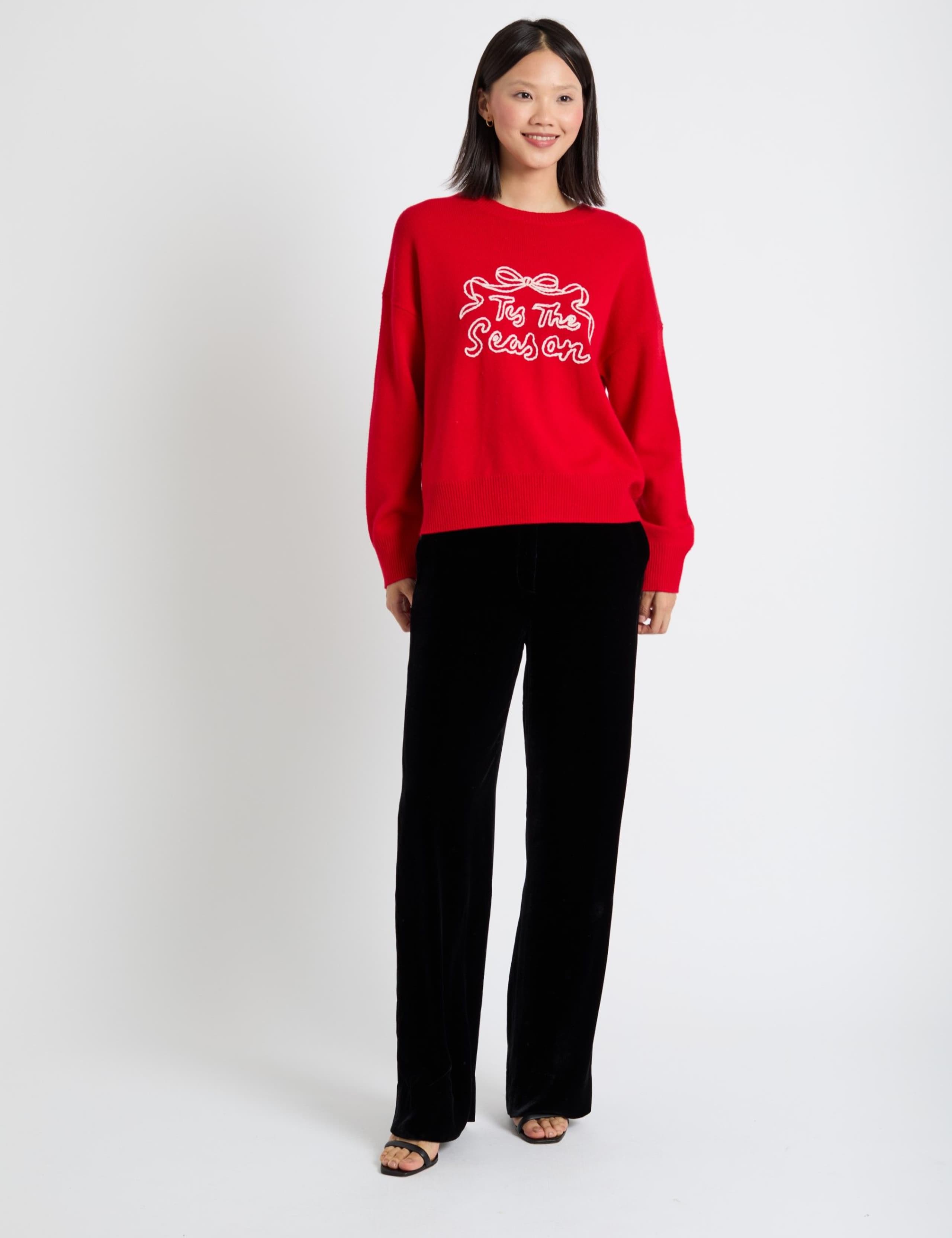 Wool Rich Slogan Sweatshirt with Cashmere 1 of 4