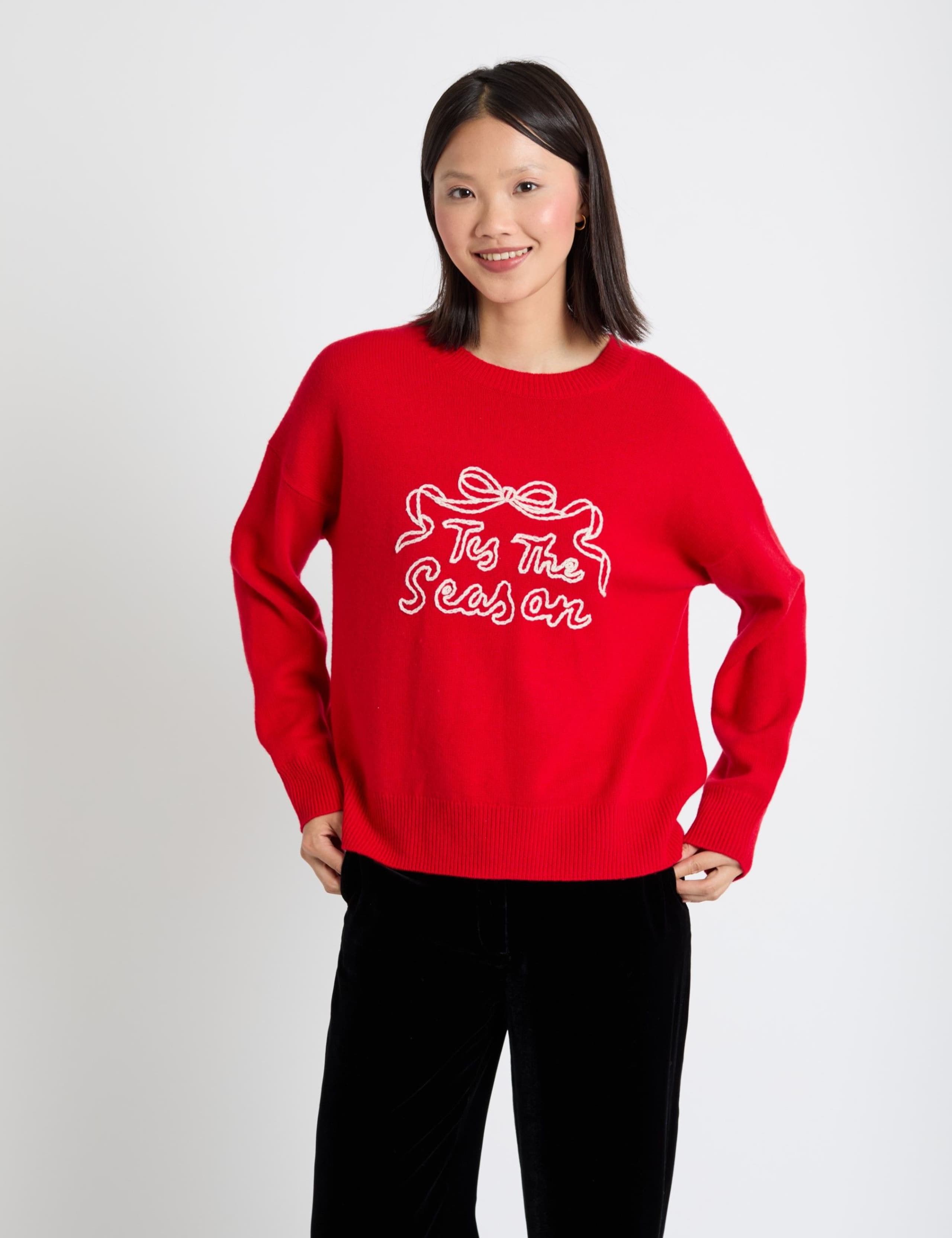 Wool Rich Slogan Sweatshirt with Cashmere 4 of 4