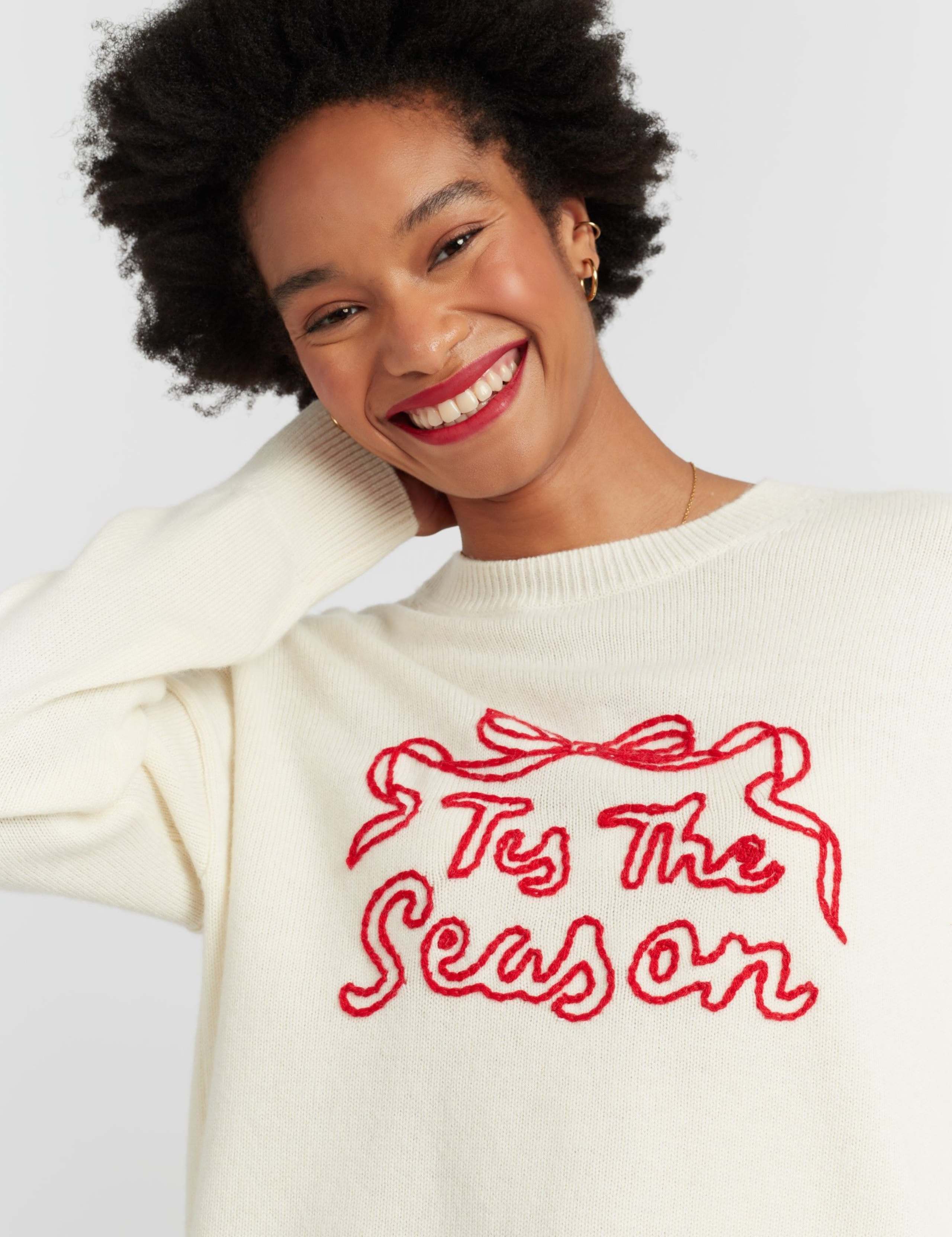 Wool Rich Slogan Sweatshirt with Cashmere 3 of 5