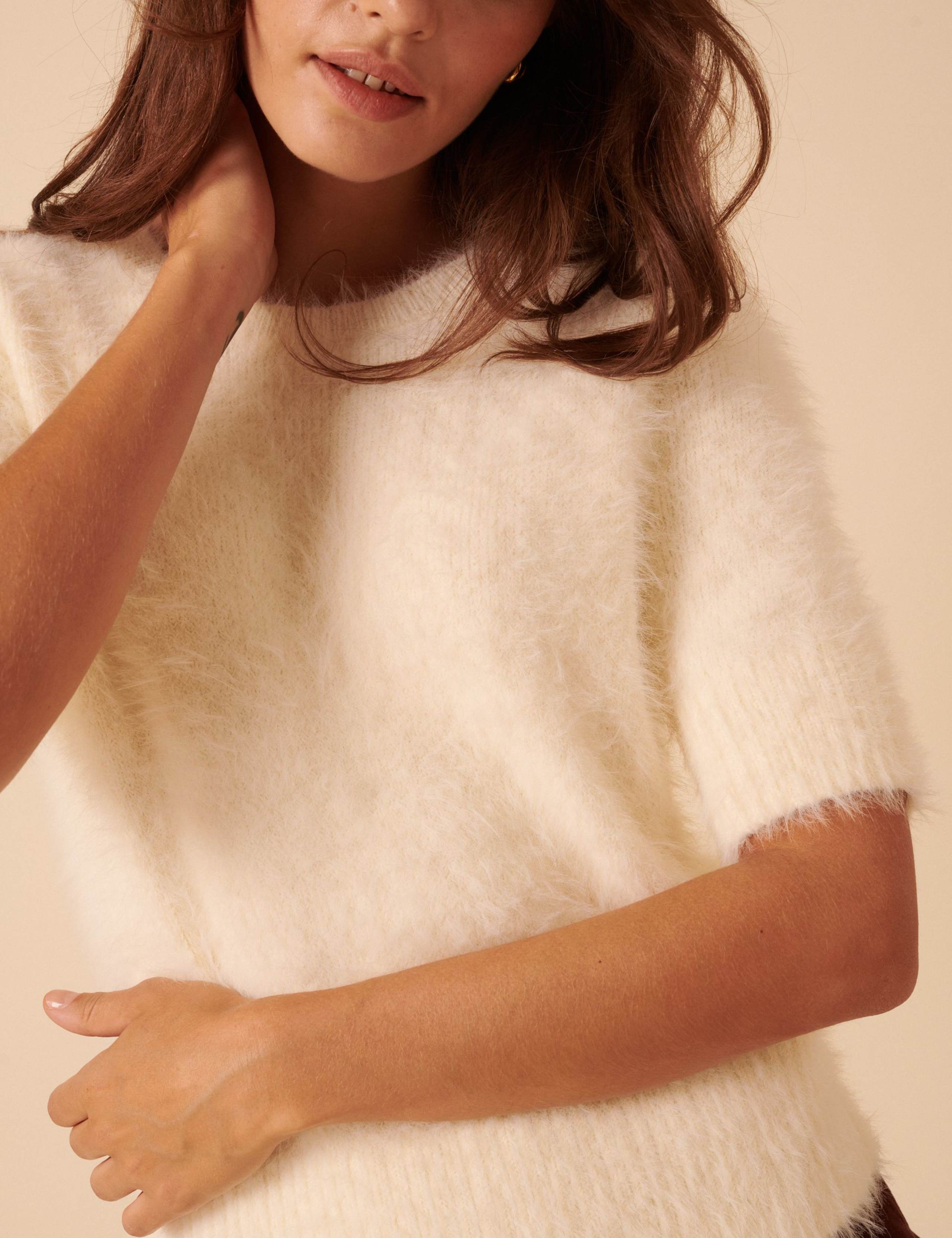 Textured Crew Neck Relaxed Knitted T-Shirt 3 of 5