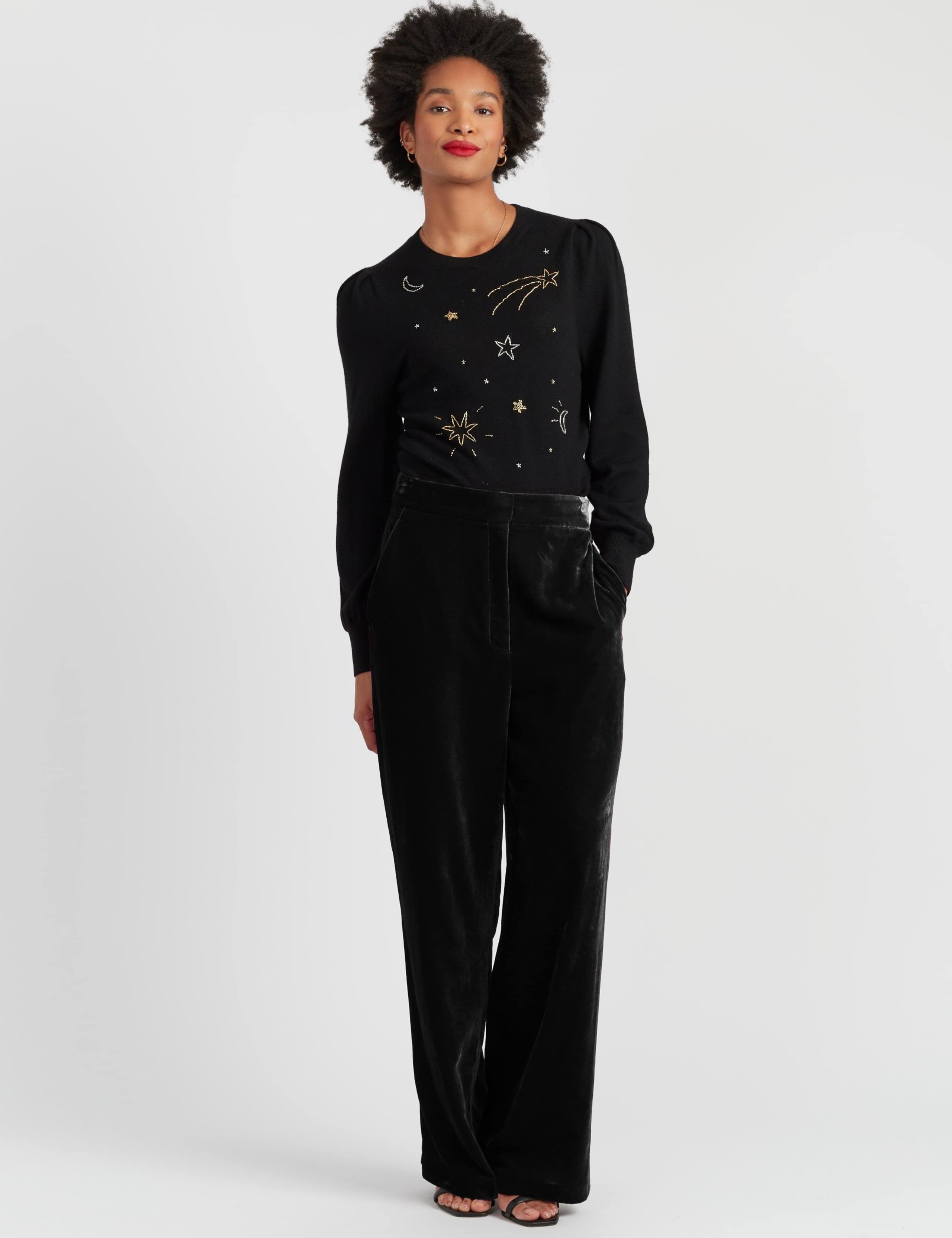 Velvet Wide Leg Trousers 1 of 4