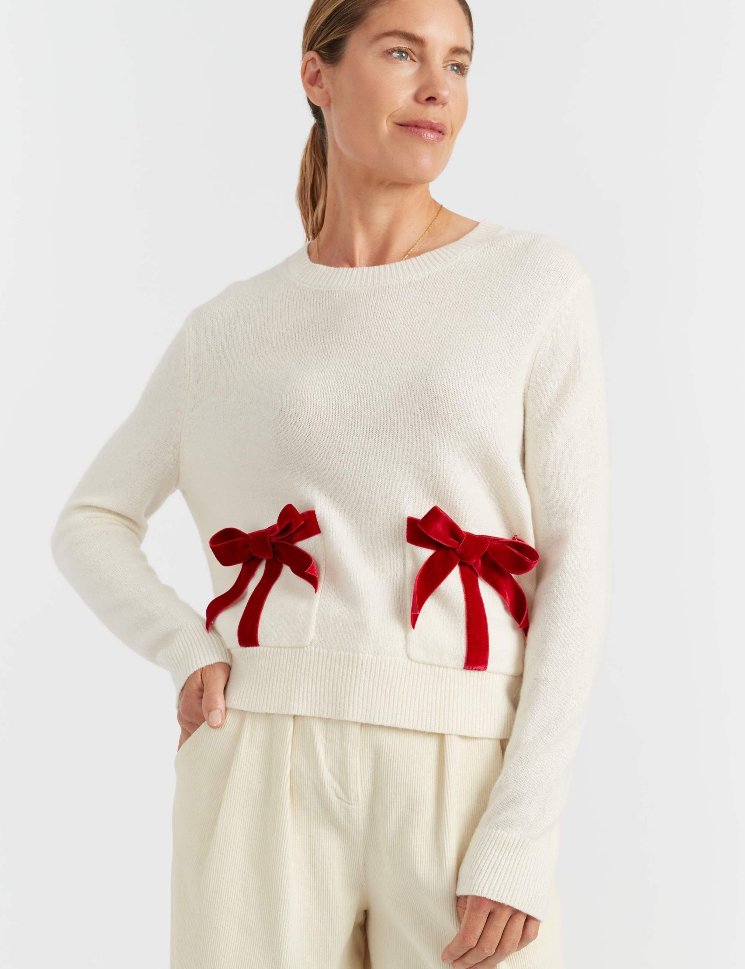 Wool Rich Bow Pocket Jumper with Cashmere 4 of 4