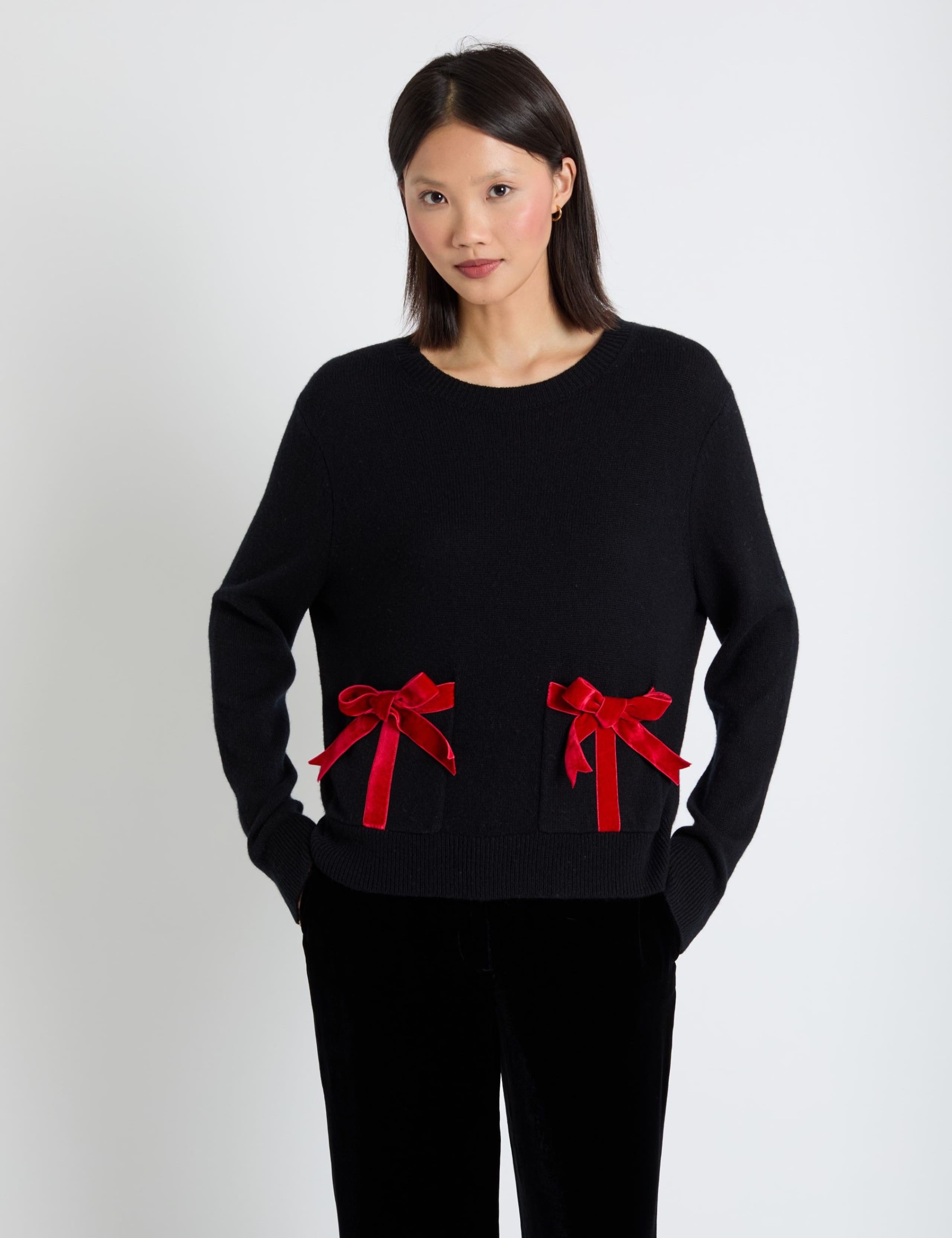 Wool Rich Bow Pocket Jumper with Cashmere 4 of 4