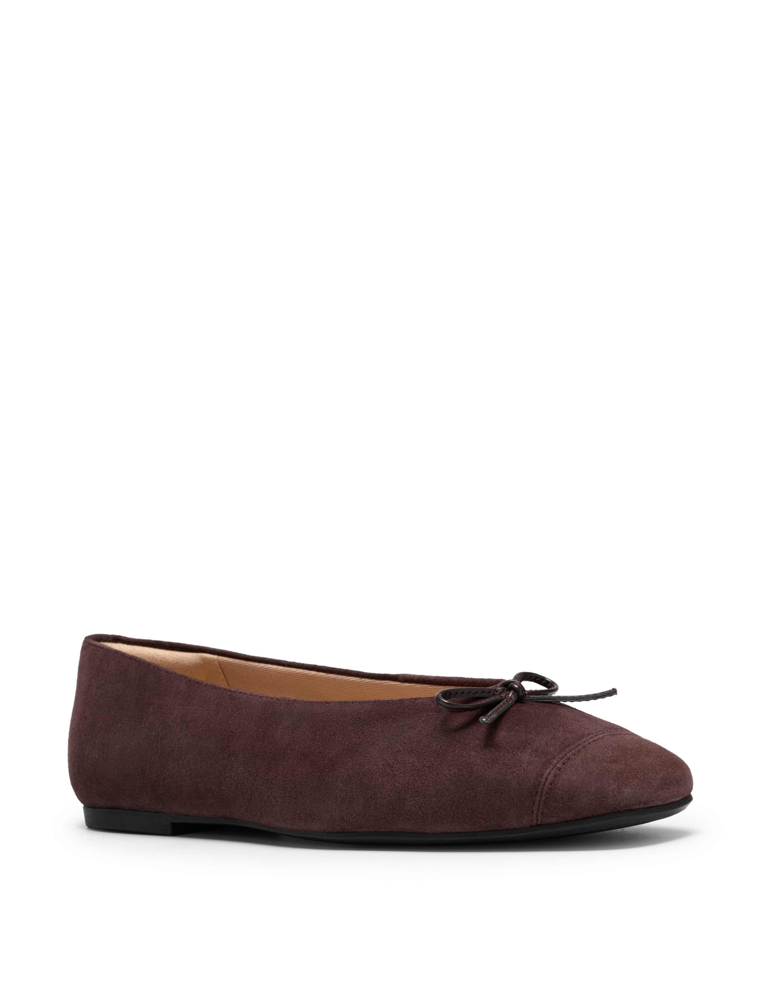 Leather Bow Square Toe Ballet Pumps 2 of 6