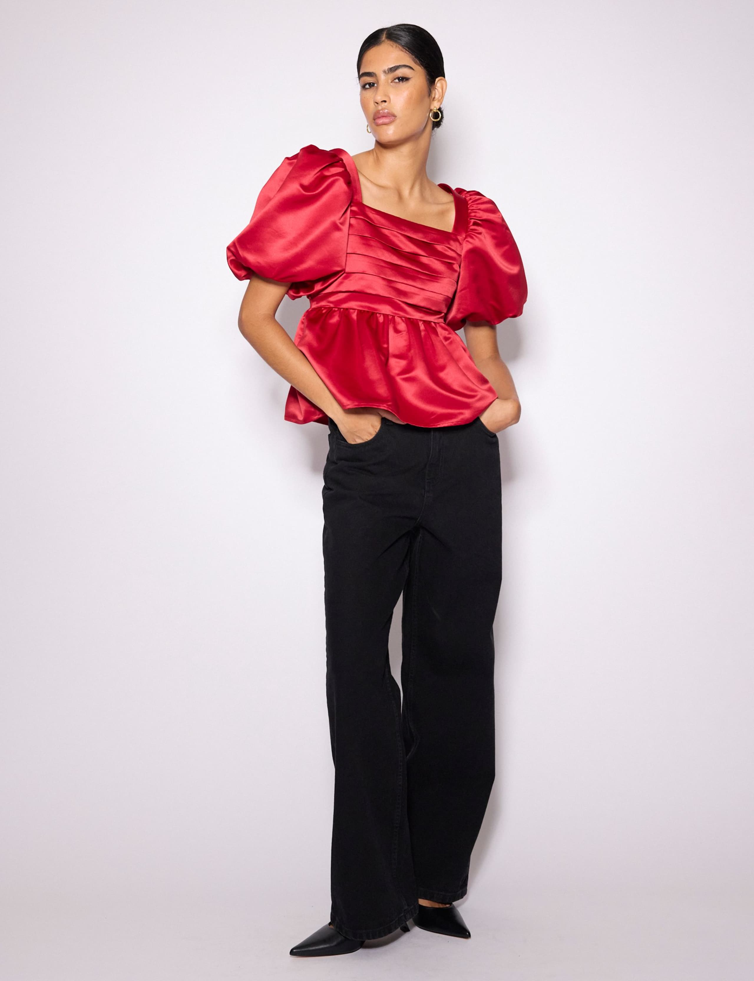 Square Neck Puff Sleeve Peplum Top 5 of 5