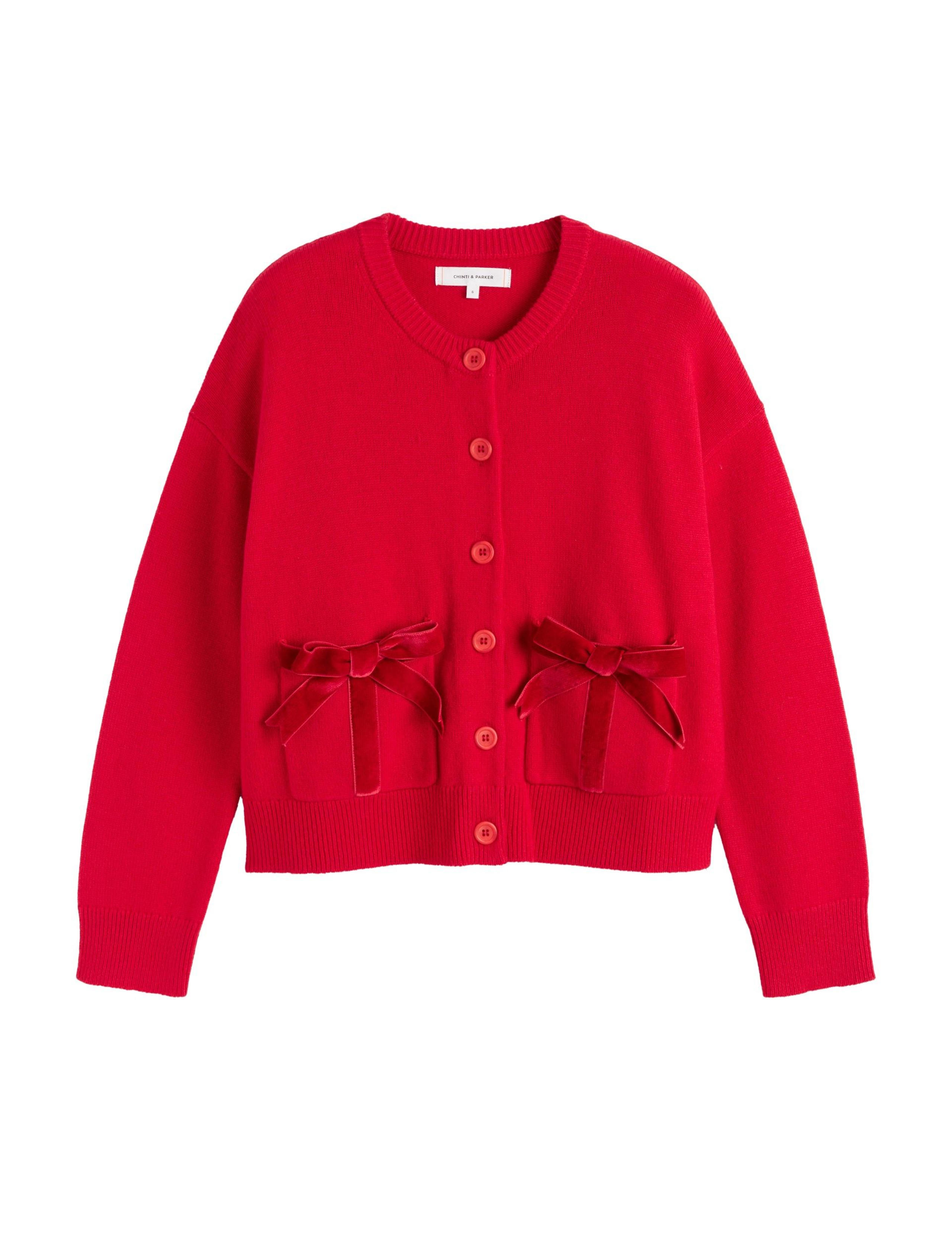 Wool Rich Bow Detail Cardigan with Cashmere 2 of 4