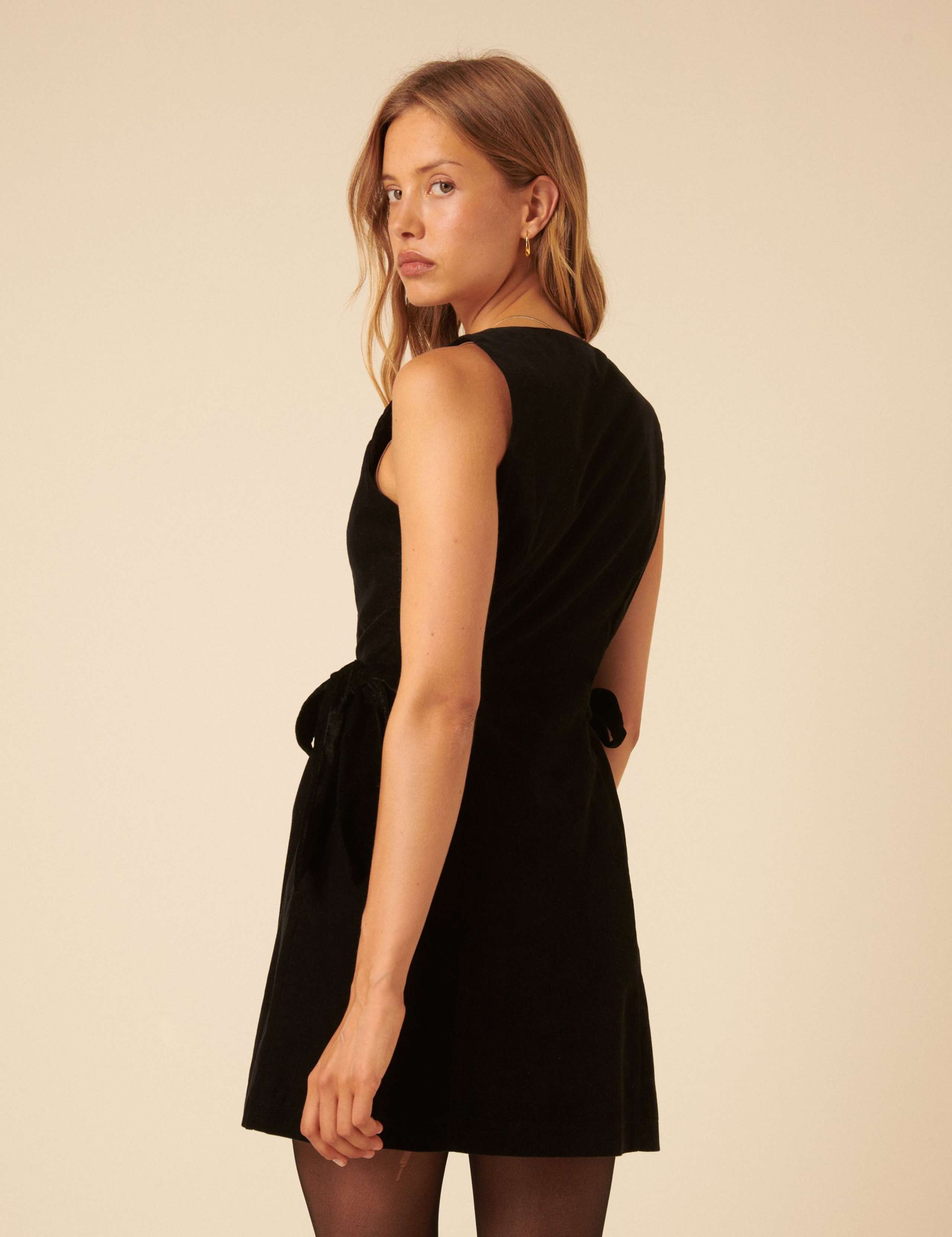 Velvet Tie Detail Mini Shift Dress 2 of 5