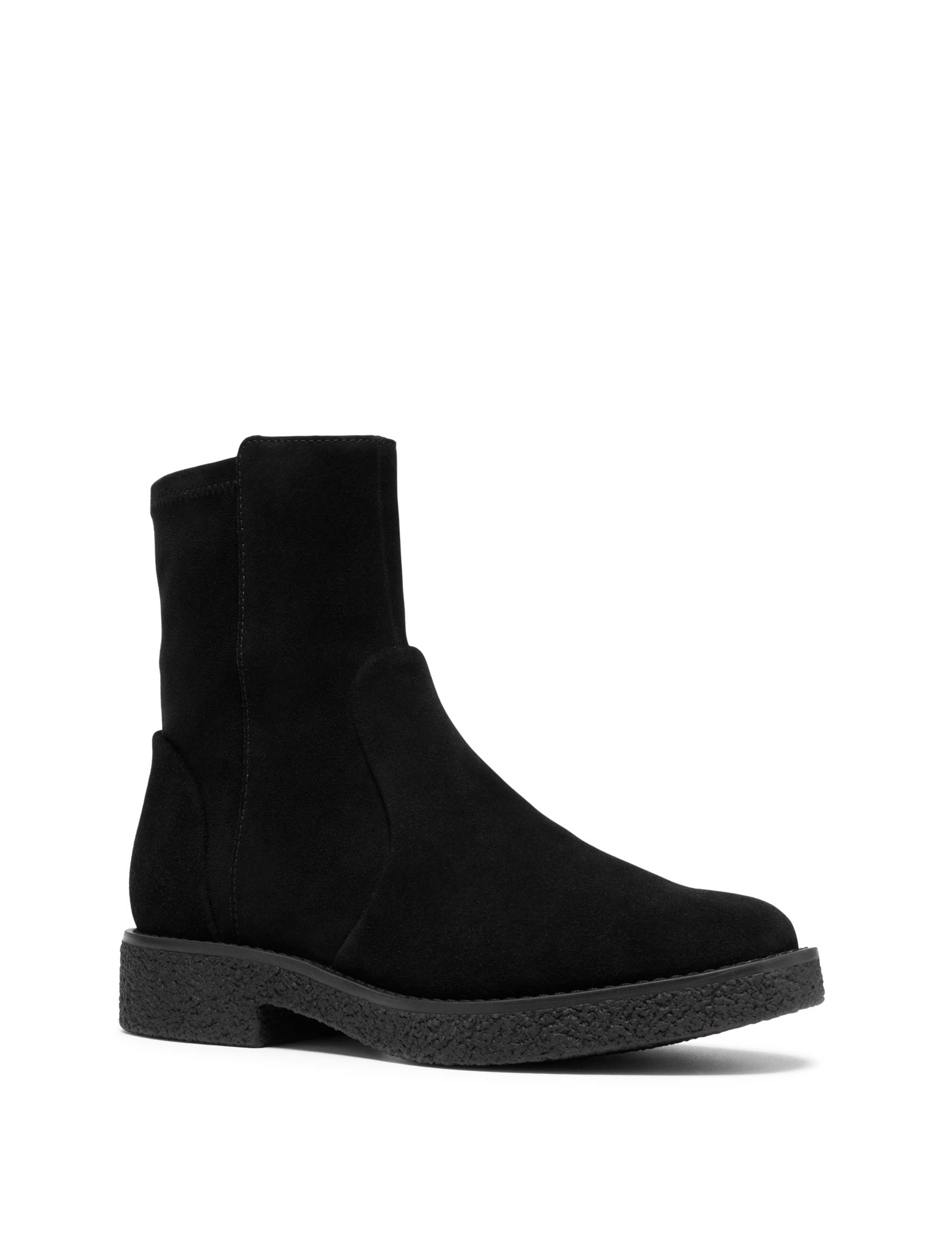 Suede Block Heel Round Toe Ankle Boots 2 of 6