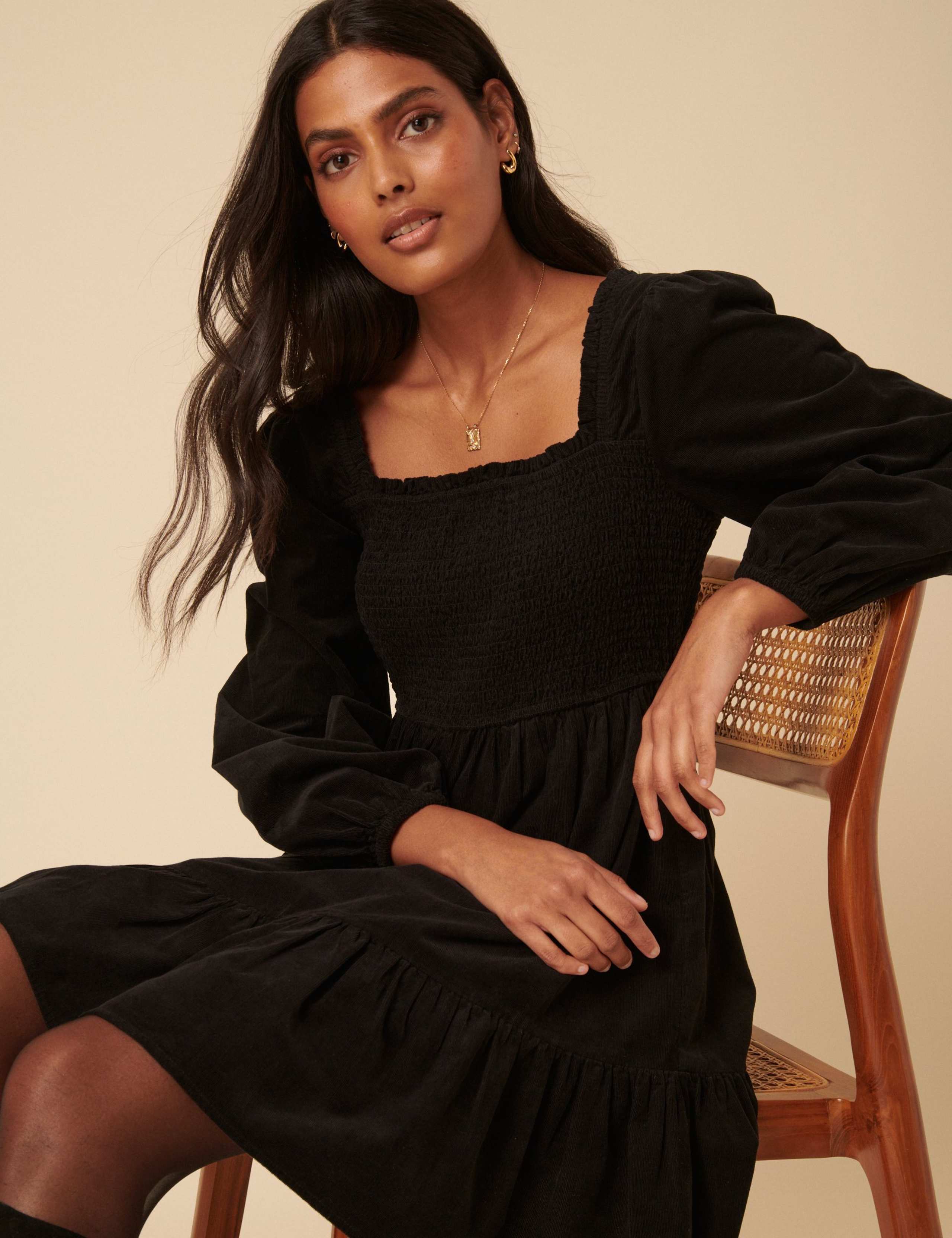 Corduroy Square Neck Mini Skater Dress 3 of 5