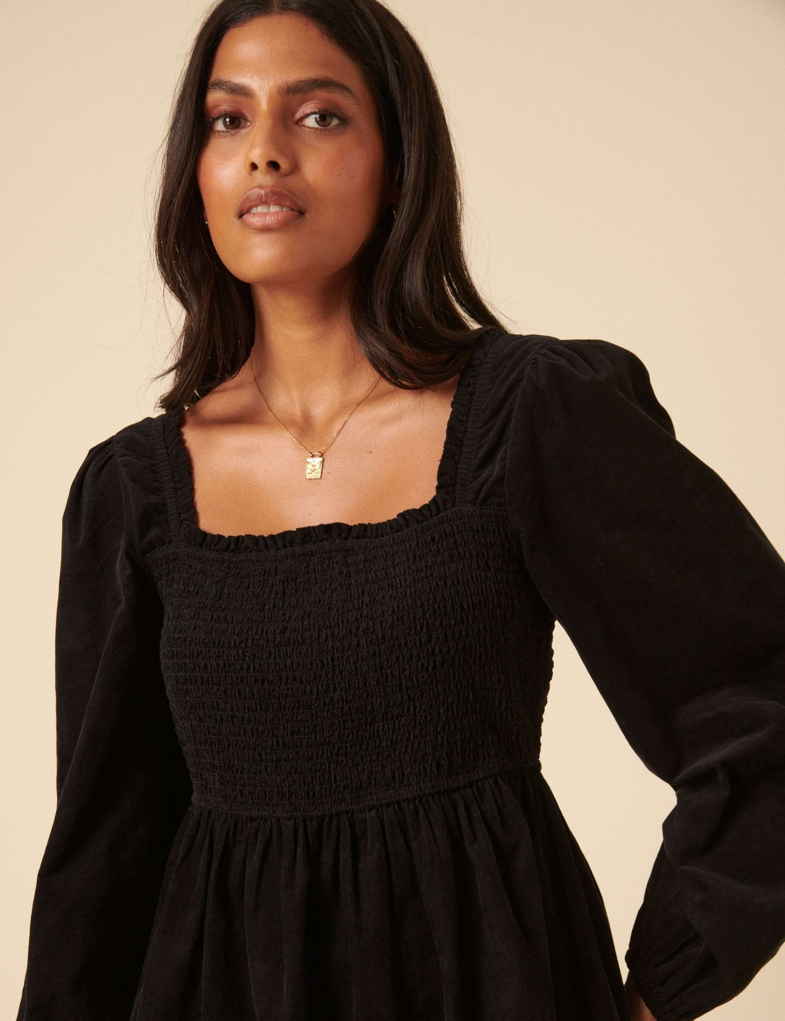 Corduroy Square Neck Mini Skater Dress 4 of 5