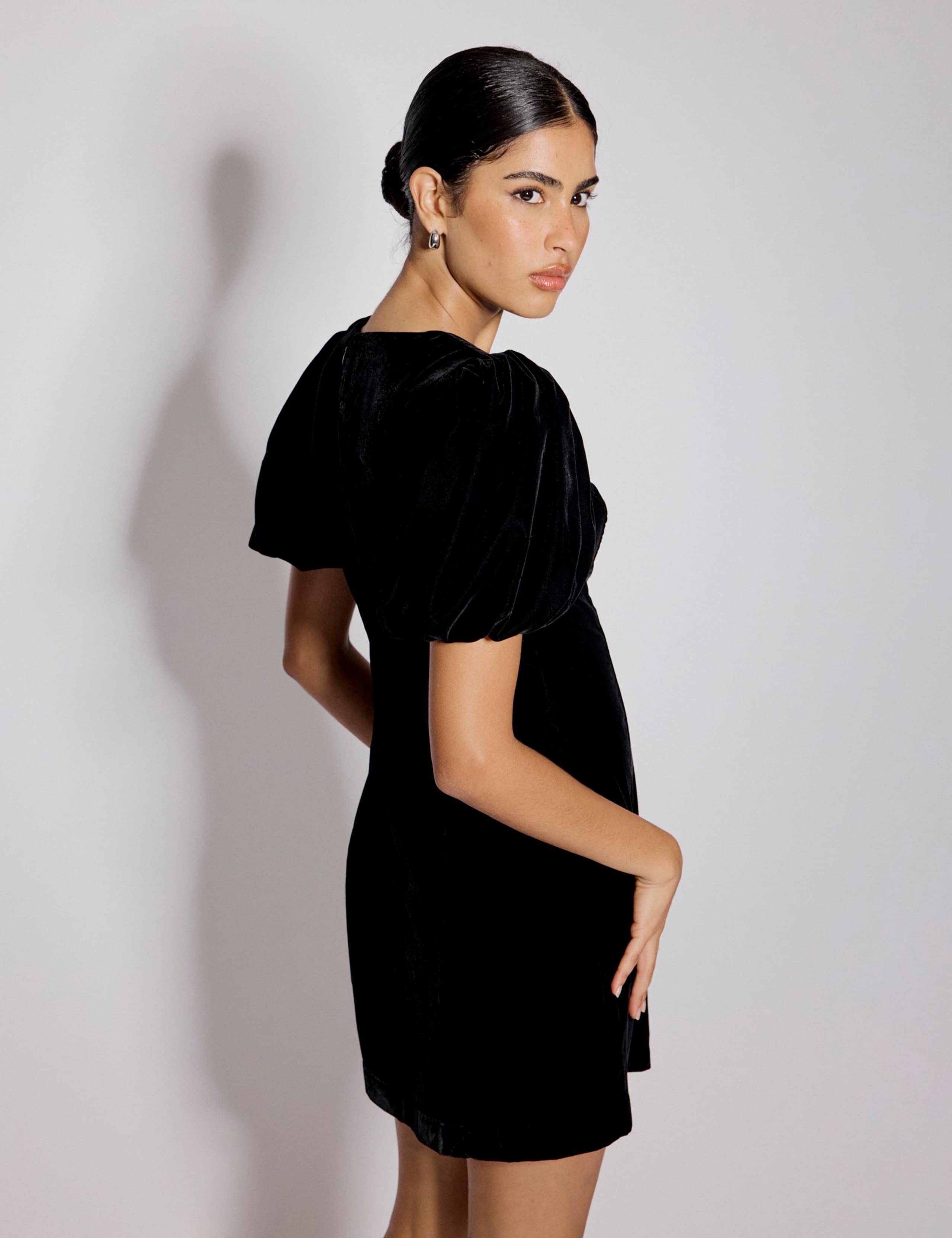 Velvet Puff Sleeve Mini Tea Dress 4 of 5