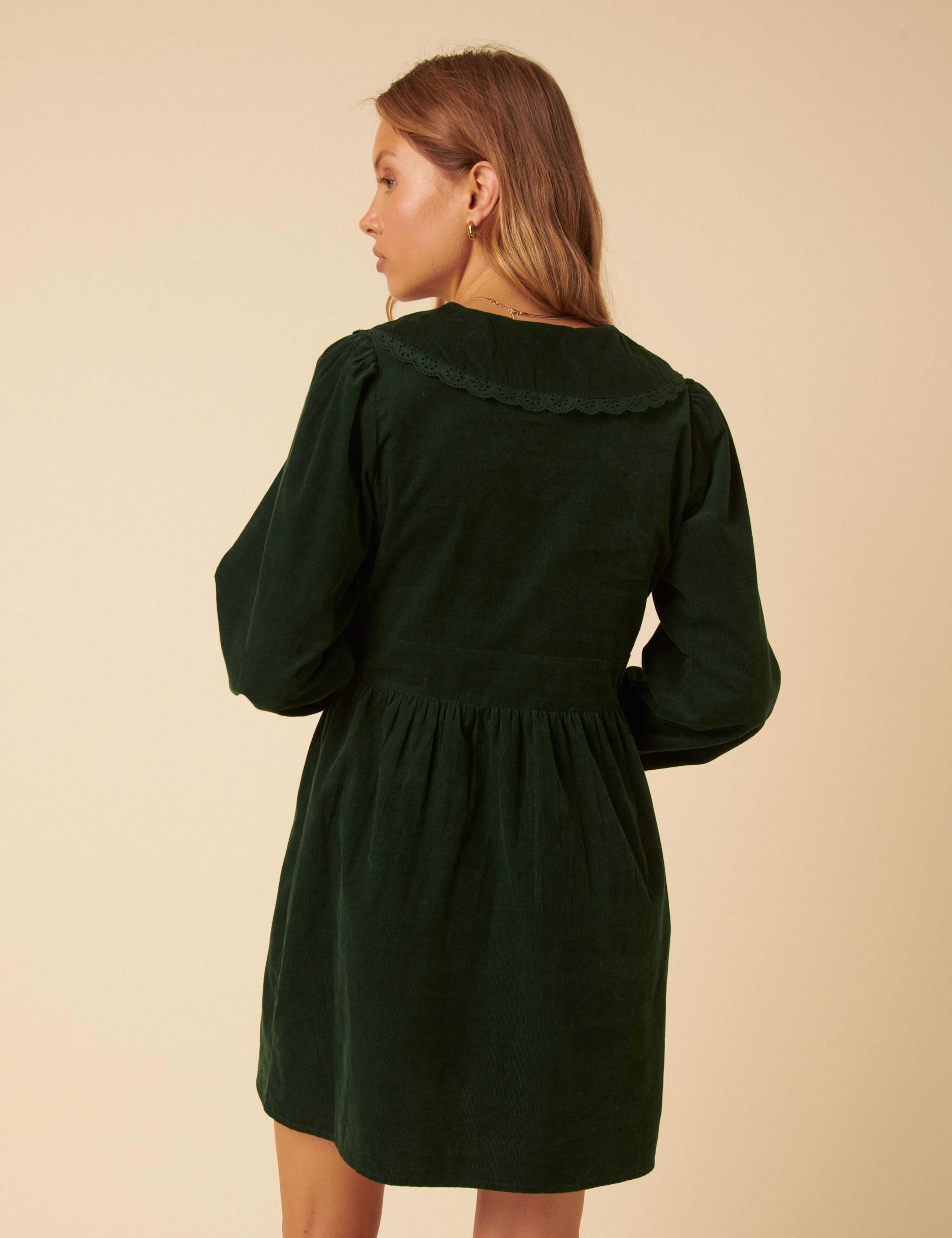 Cord V-Neck Mini Tea Dress 3 of 5