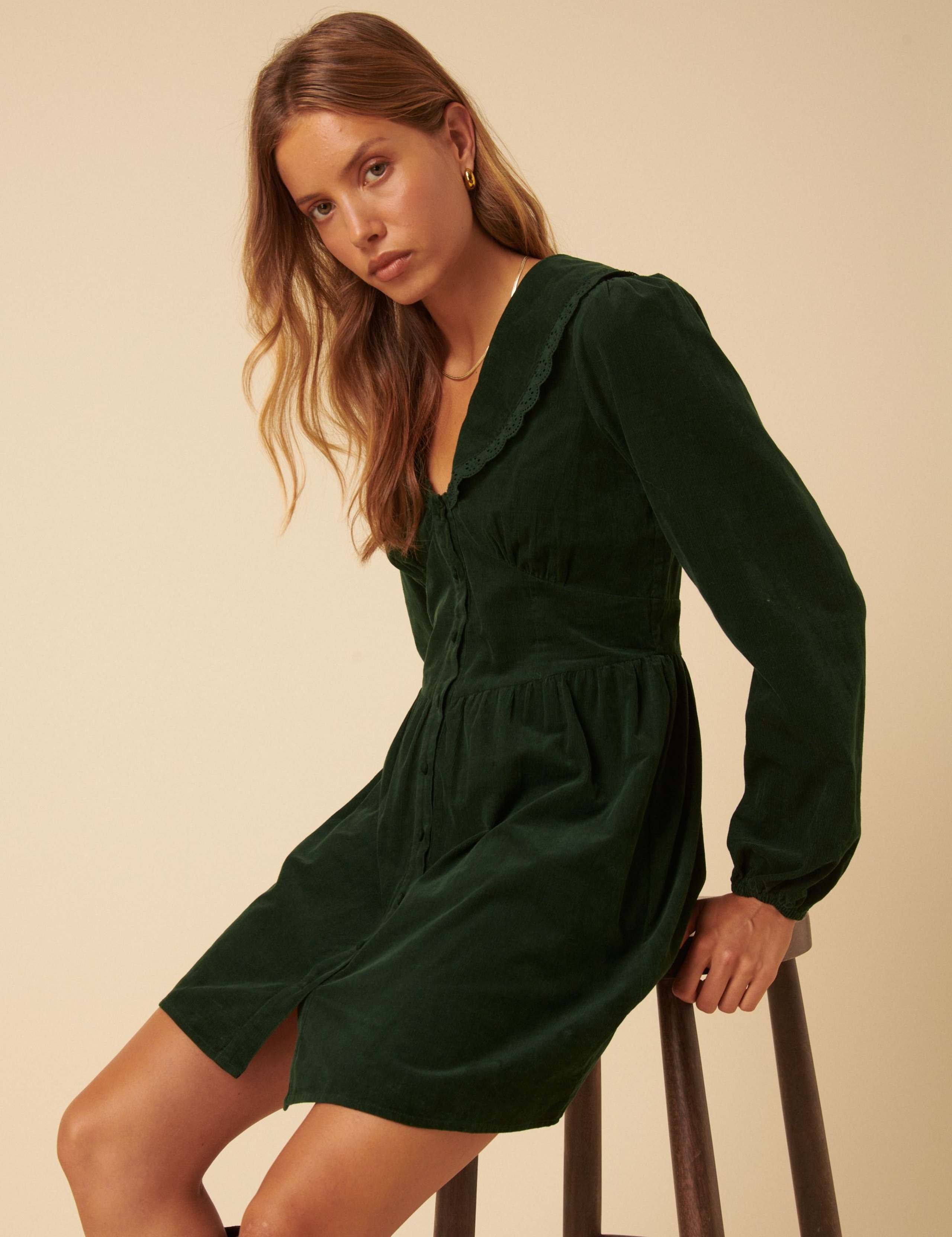 Cord V-Neck Mini Tea Dress 5 of 5