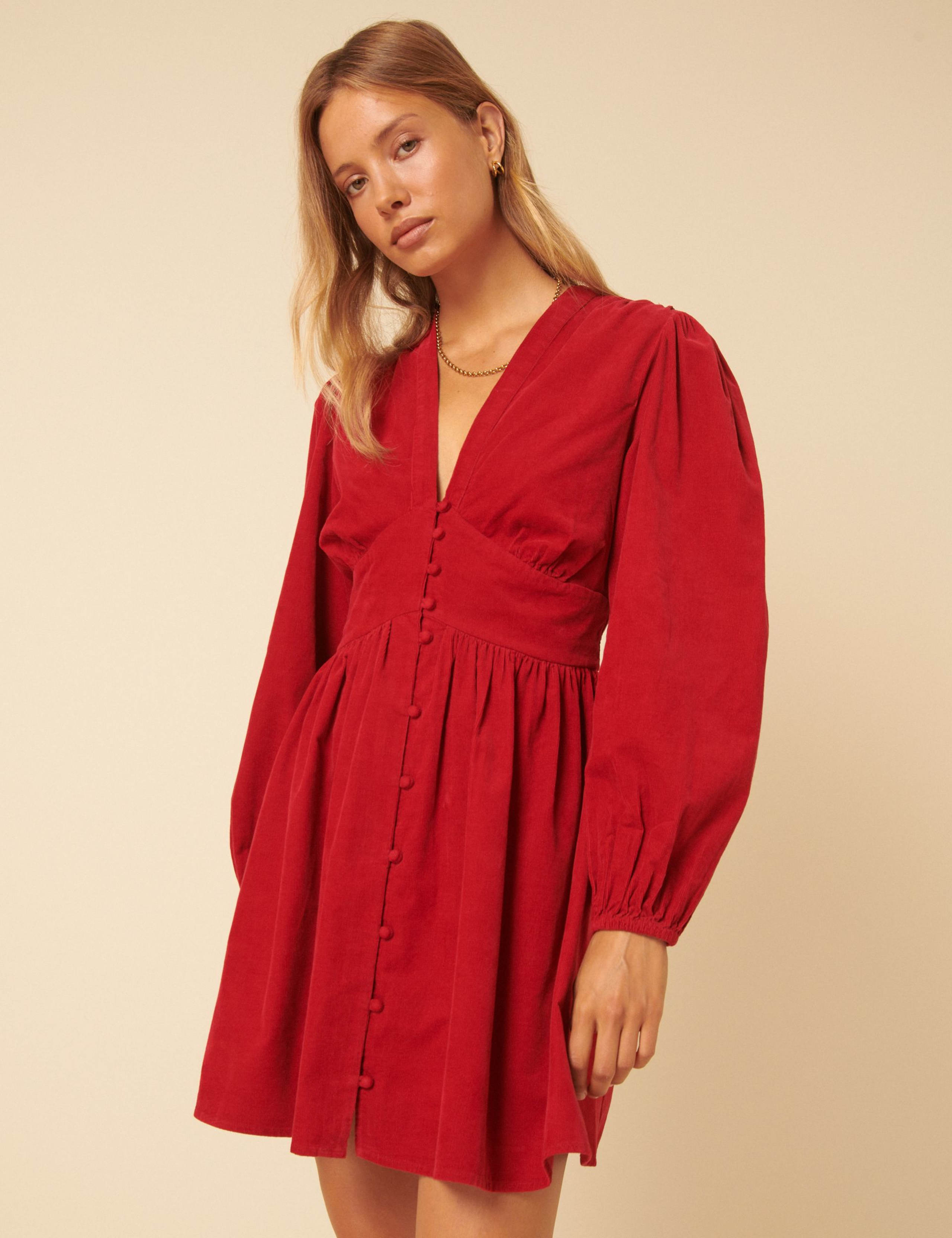 Cotton V-Neck Mini Dress 2 of 5