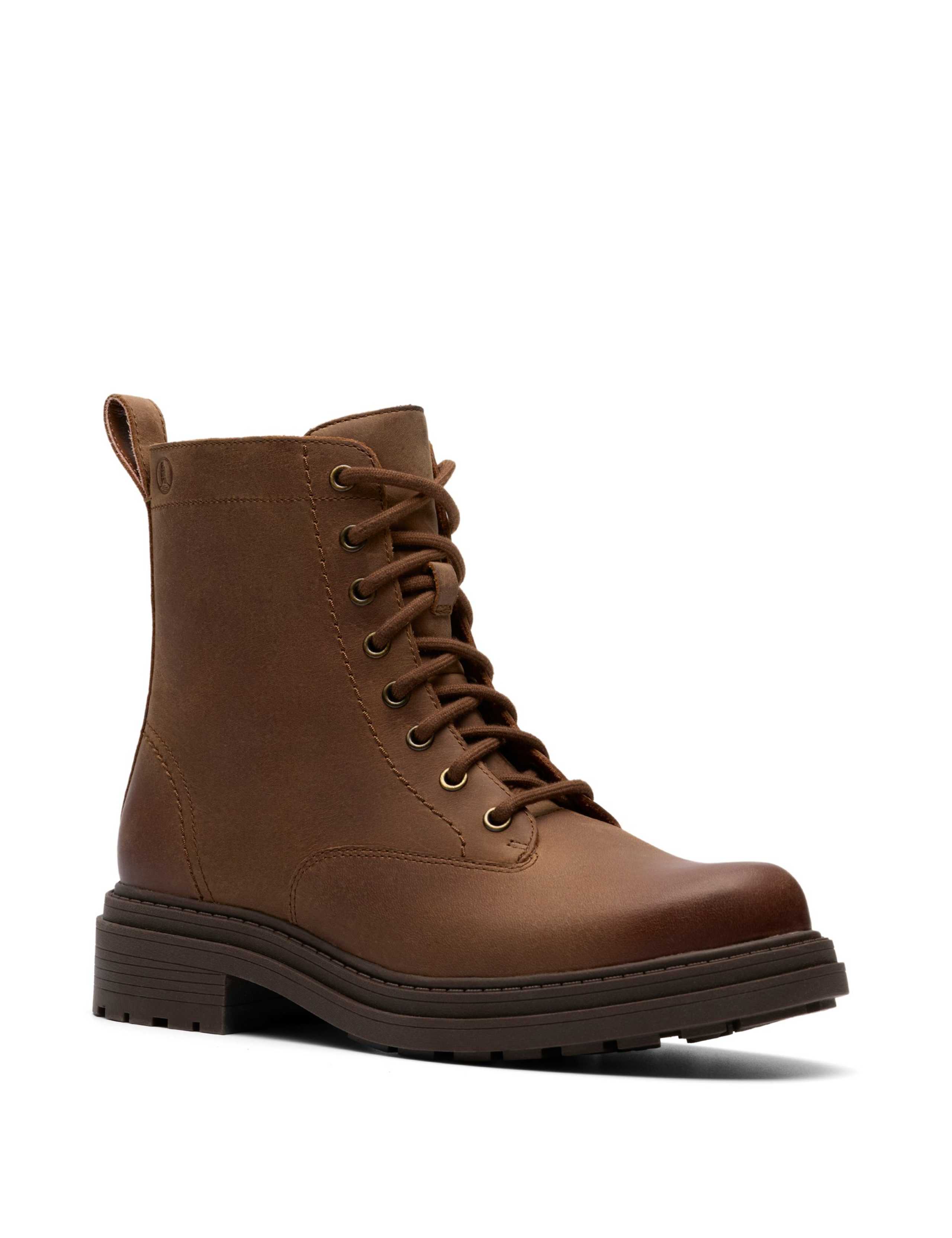 Wide Fit Leather Lace Up Block Heel Ankle Boots 2 of 6
