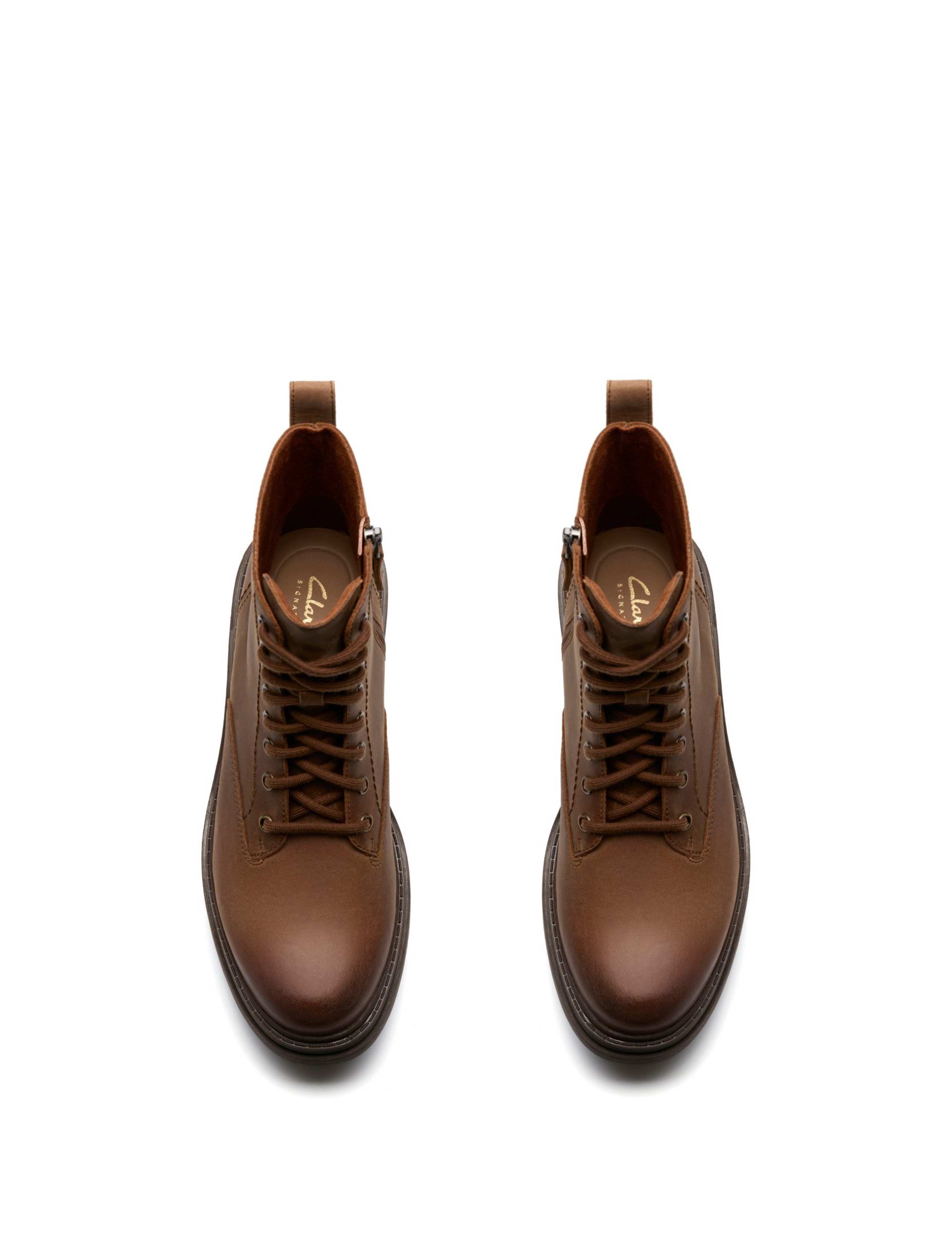 Wide Fit Leather Lace Up Block Heel Ankle Boots 3 of 6