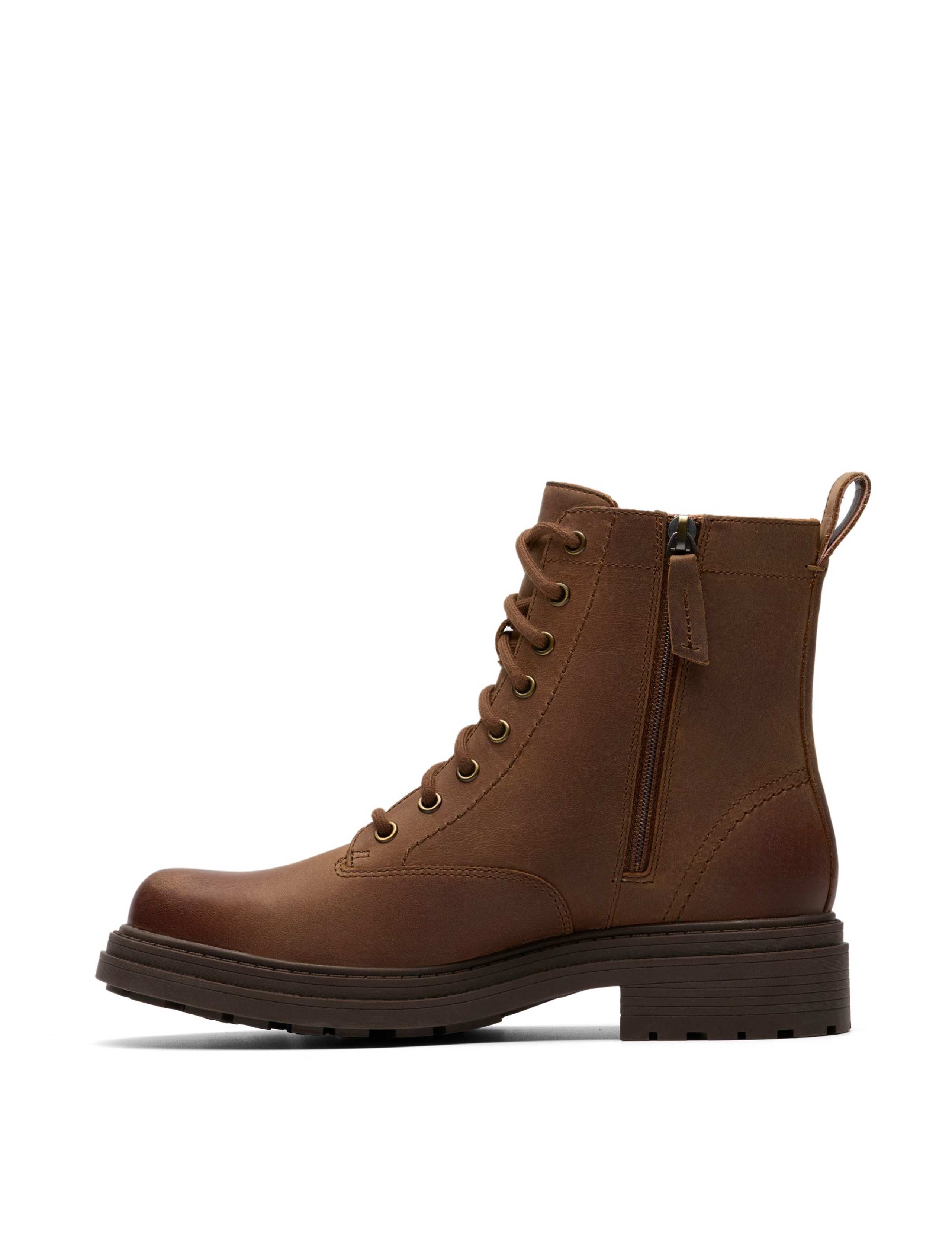 Wide Fit Leather Lace Up Block Heel Ankle Boots 4 of 6