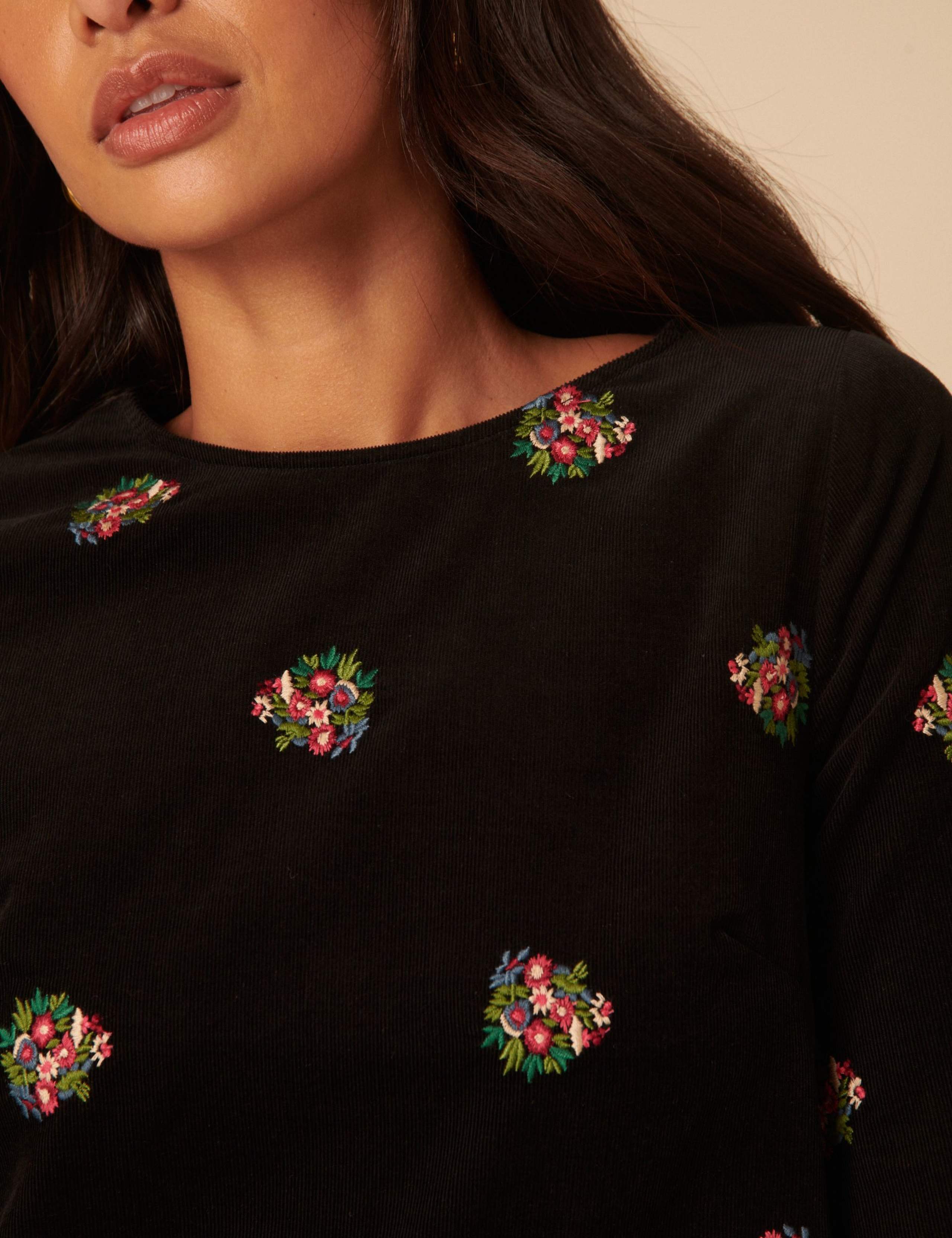Pure Cotton Cord Floral Embroidered Mini Smock Dress 3 of 5