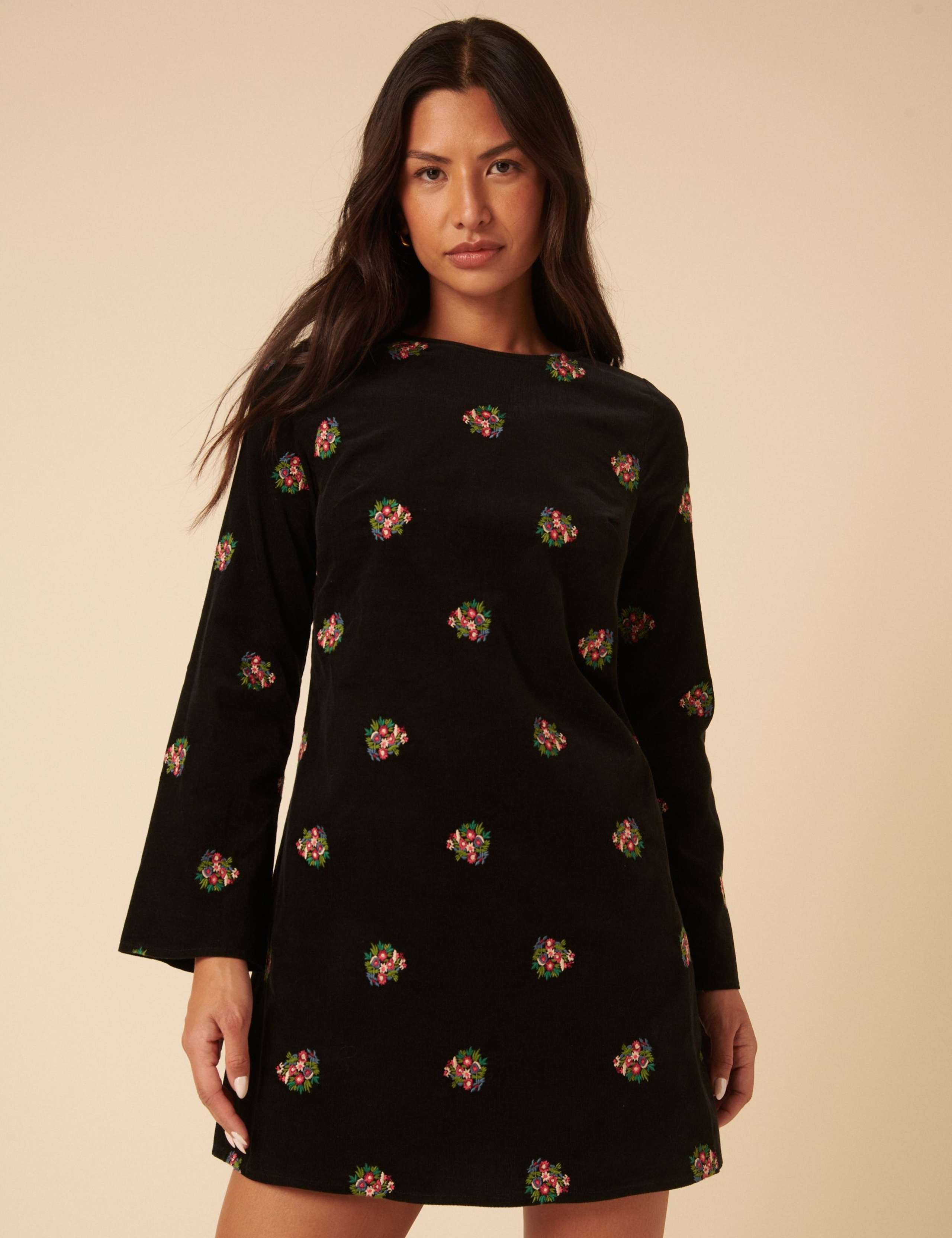 Pure Cotton Cord Floral Embroidered Mini Smock Dress 5 of 5