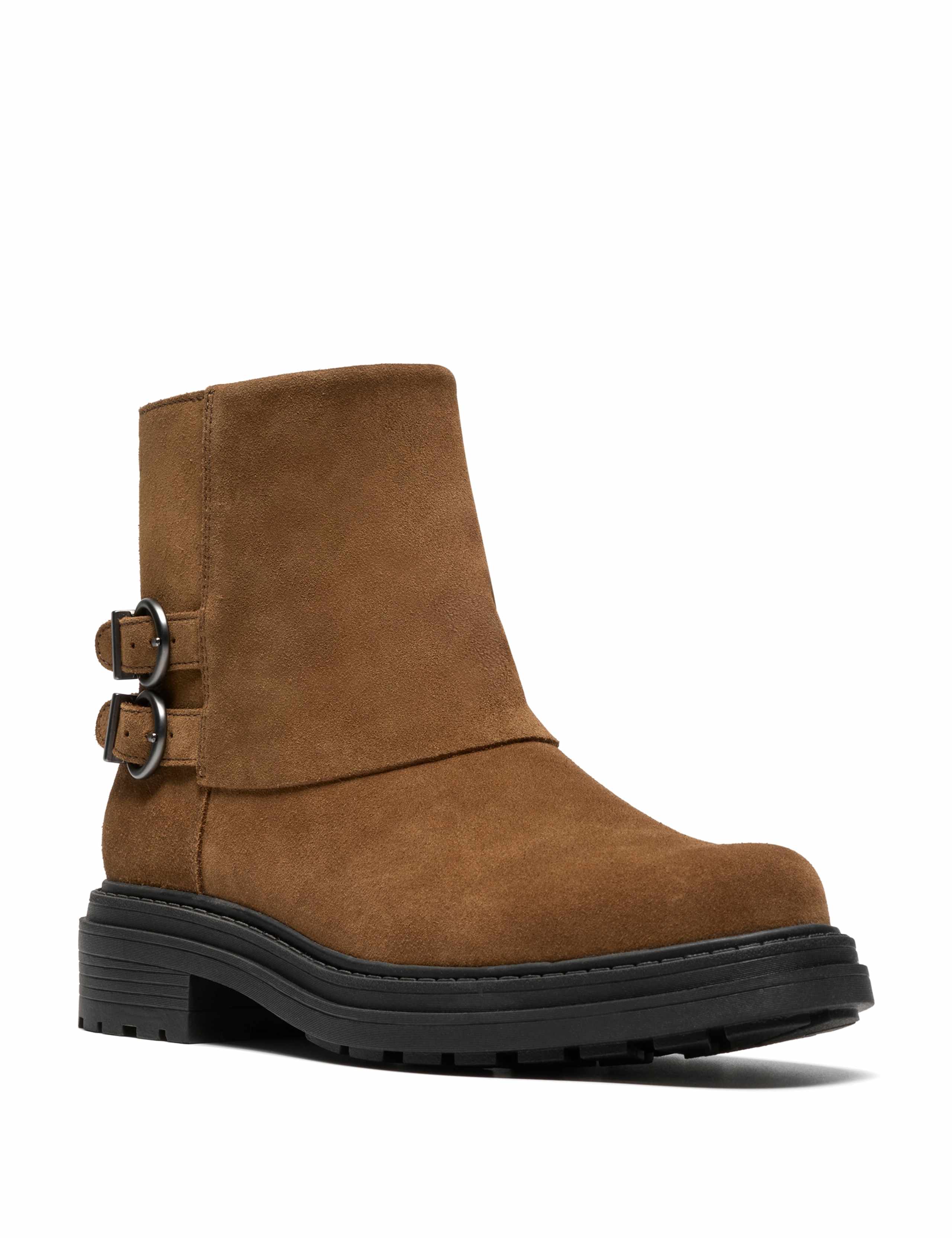 Suede Buckle Block Heel Ankle Boots 3 of 6