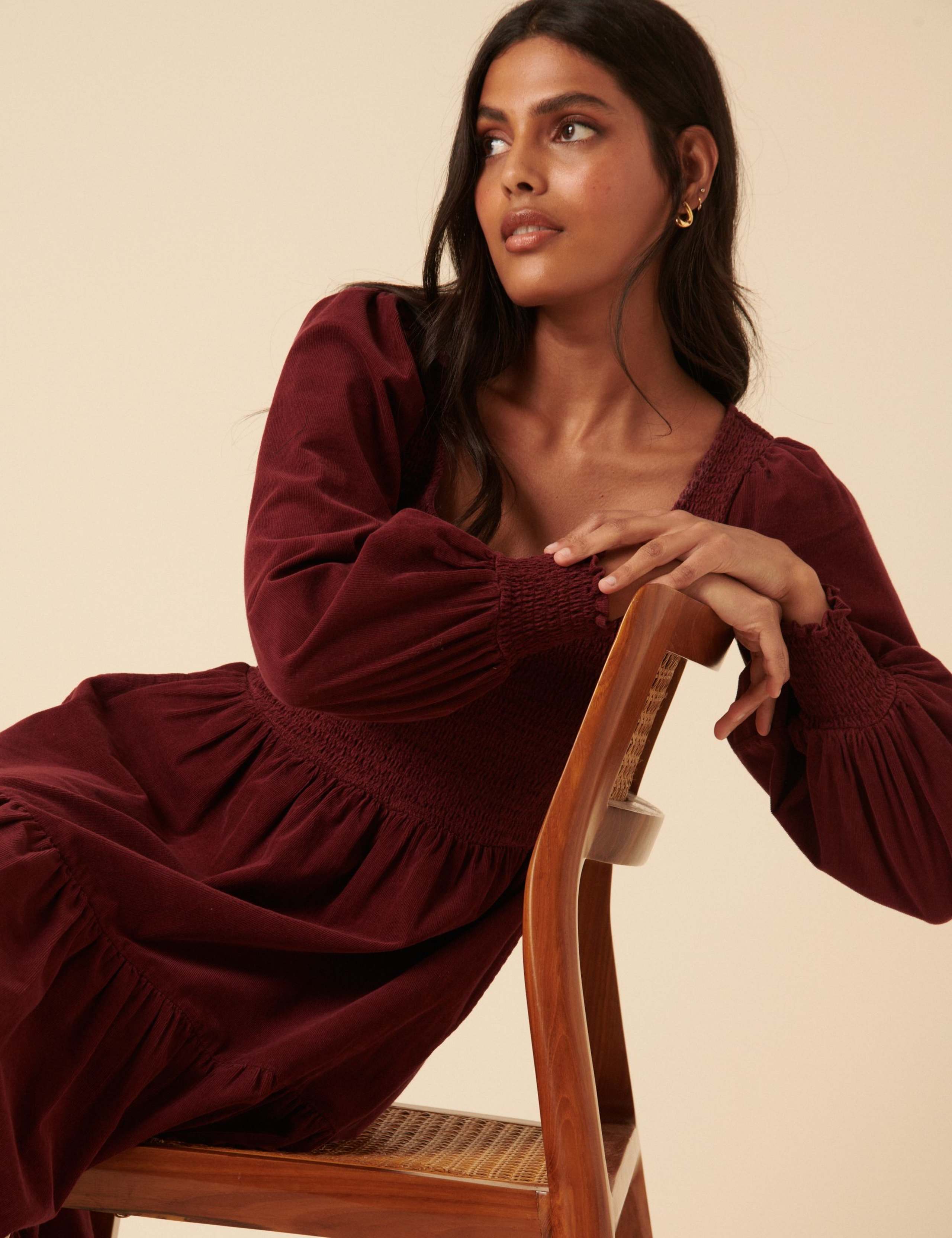 Cotton Scoop Neck Tiered Midi Dress 2 of 5