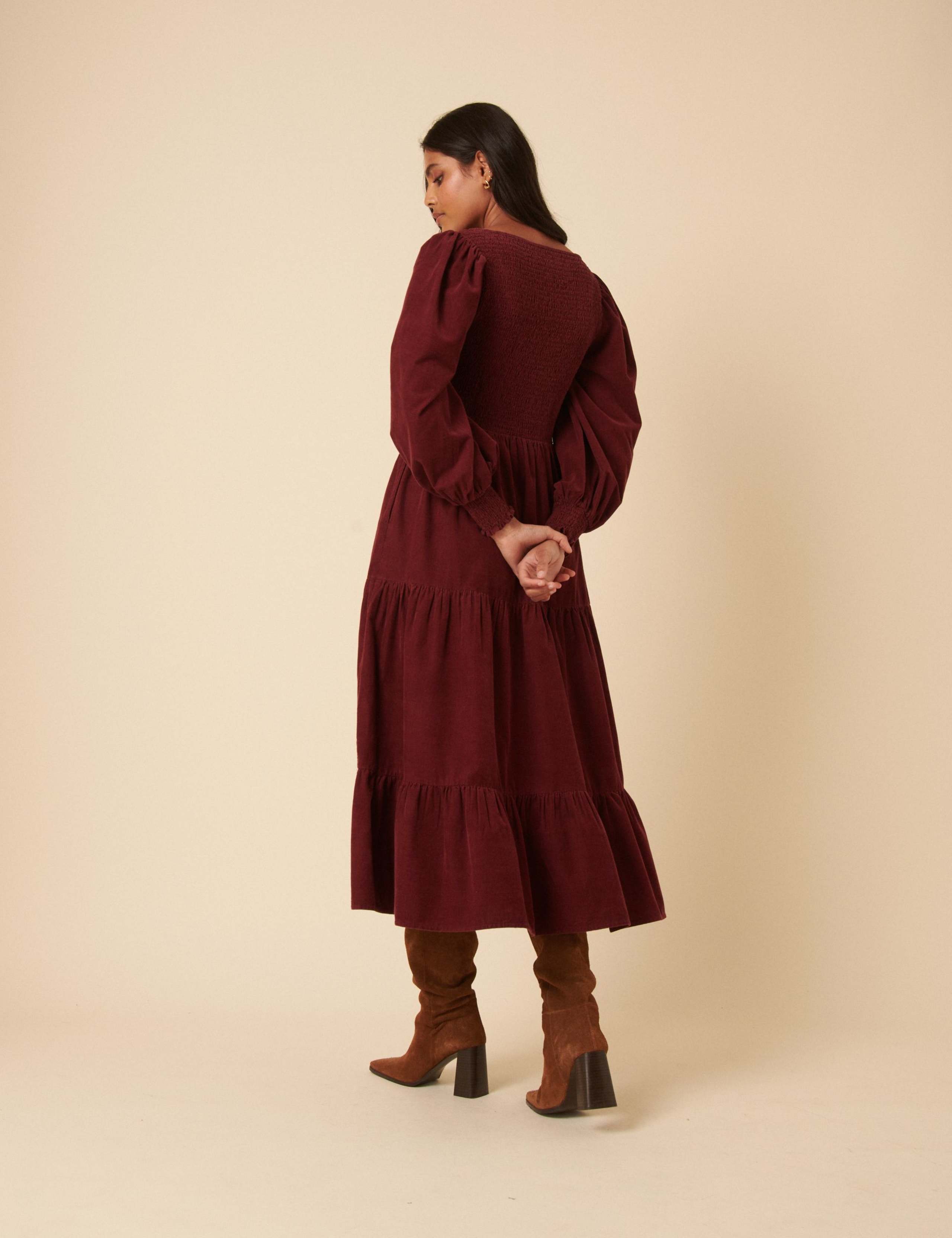 Cotton Scoop Neck Tiered Midi Dress 4 of 5