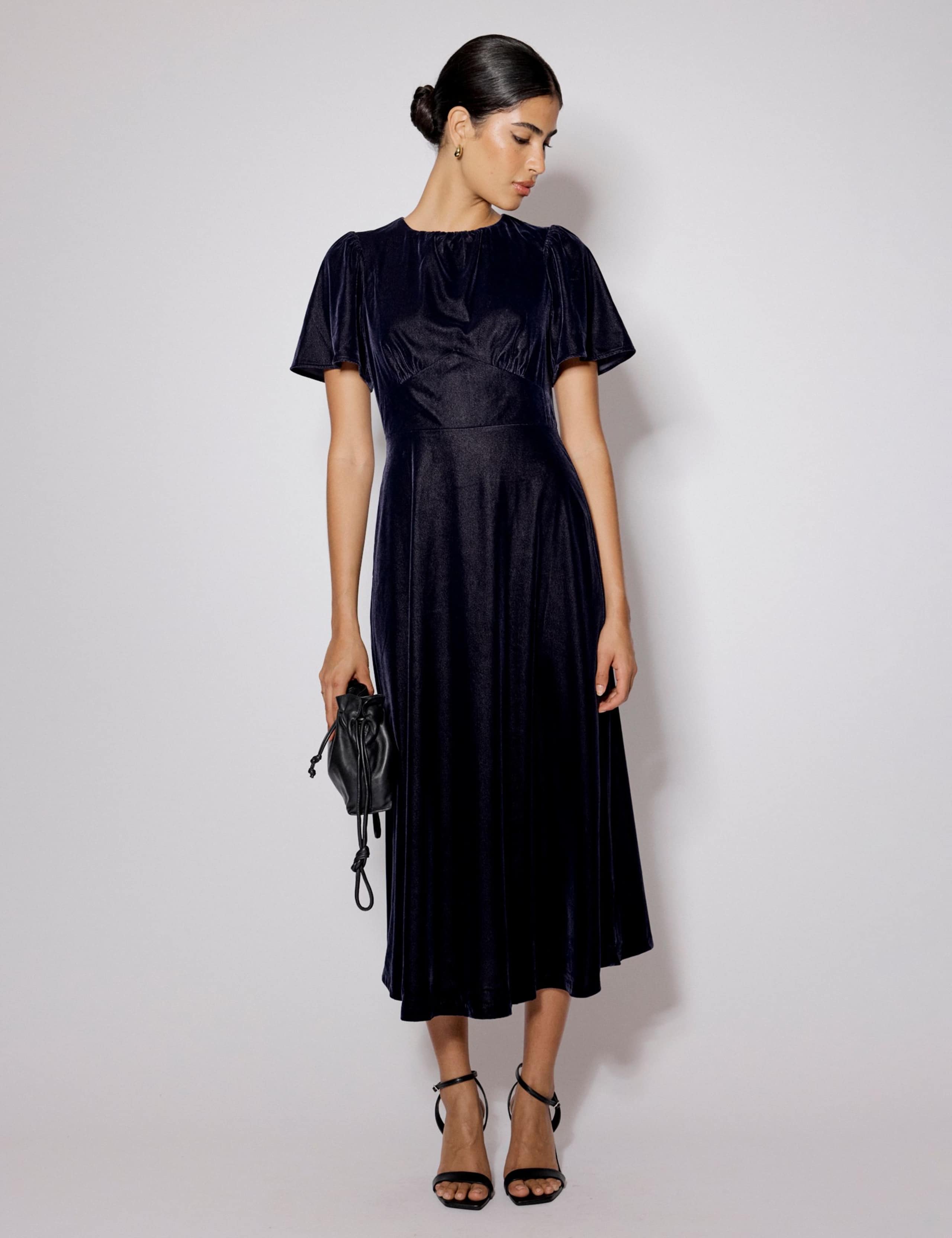 Velvet Midi Waisted Dress 4 of 5