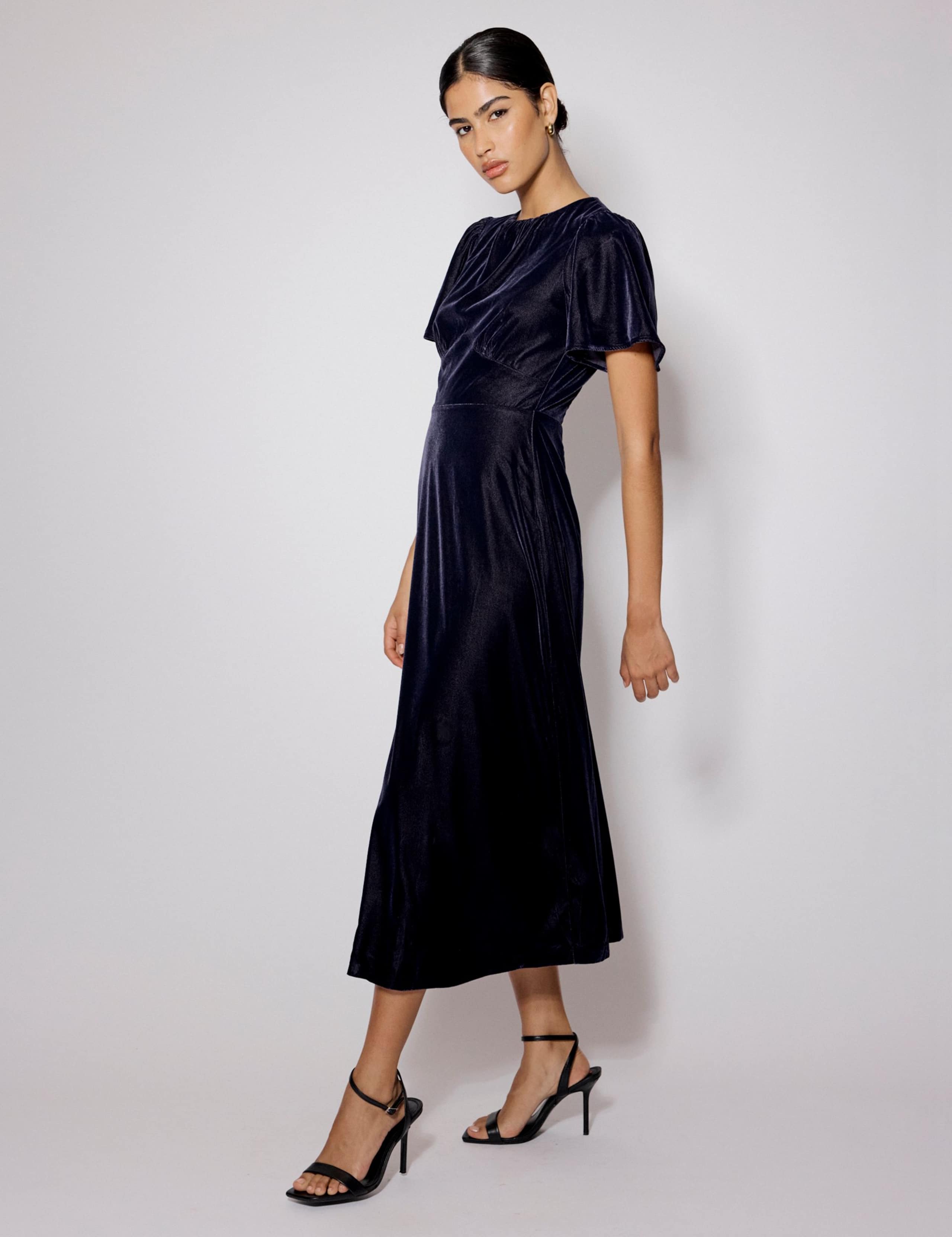 Velvet Midi Waisted Dress 5 of 5