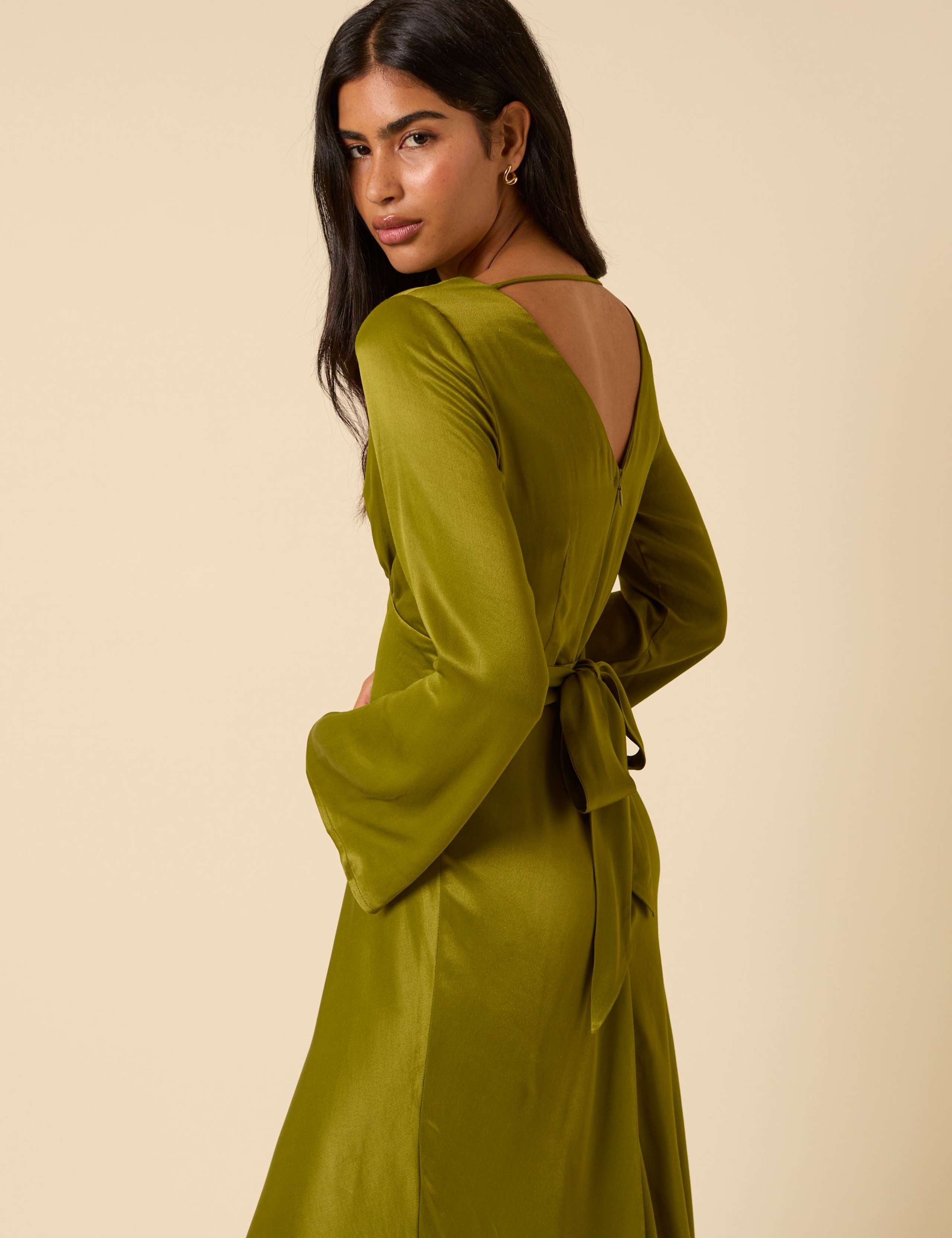 V-Neck Button Detail MidI Dress 3 of 5
